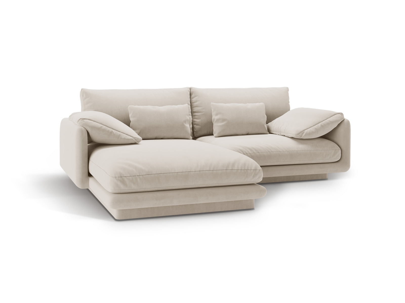 Torino Velour links Ecksofa 3 Sitzer in Ecru präsentiert im Onlineshop von KAQTU Design AG. Ecksofa links ist von Micadoni