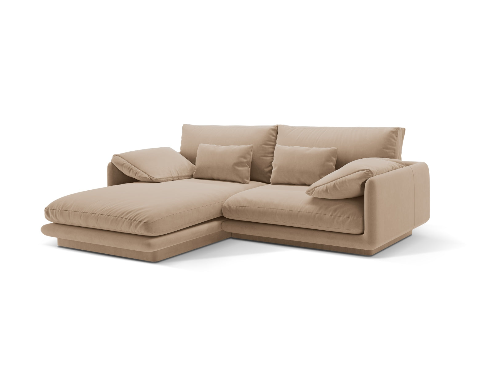 Torino Velour links Ecksofa 3 Sitzer in Sand präsentiert im Onlineshop von KAQTU Design AG. Ecksofa links ist von Micadoni