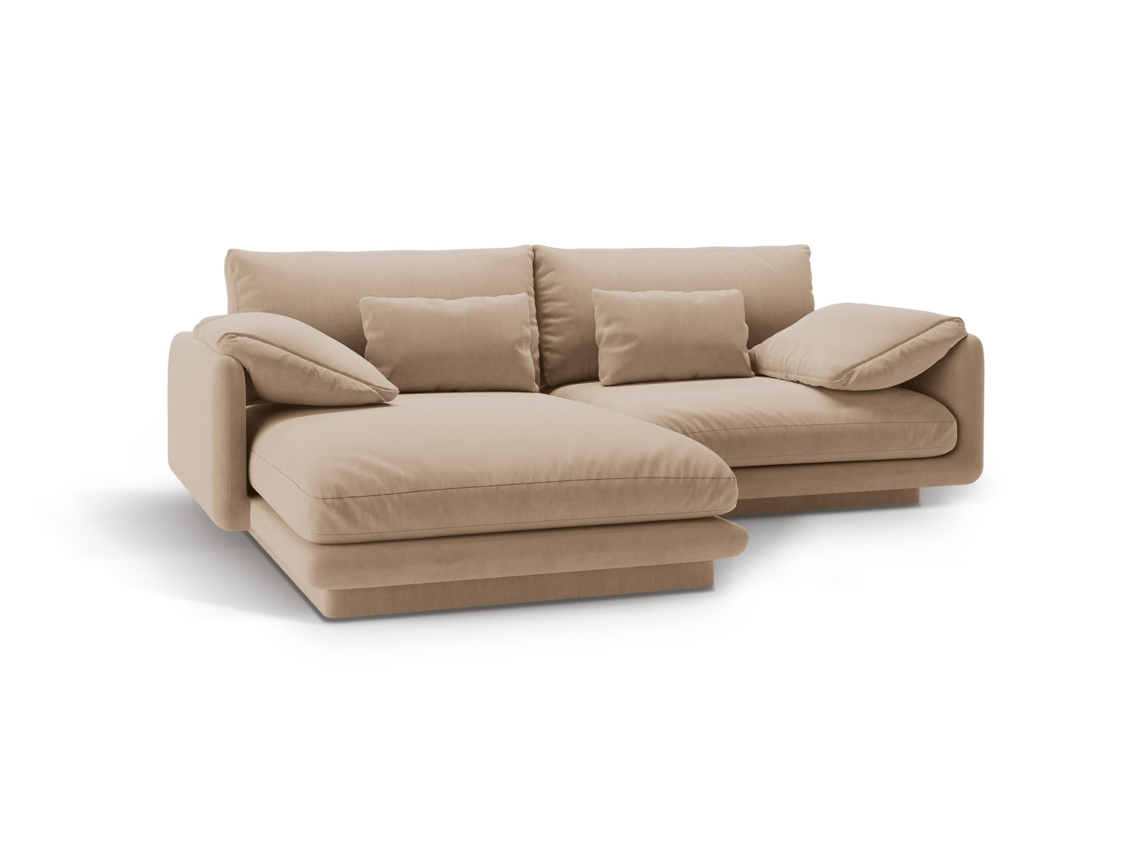 Torino Velour links Ecksofa 3 Sitzer in Sand präsentiert im Onlineshop von KAQTU Design AG. Ecksofa links ist von Micadoni