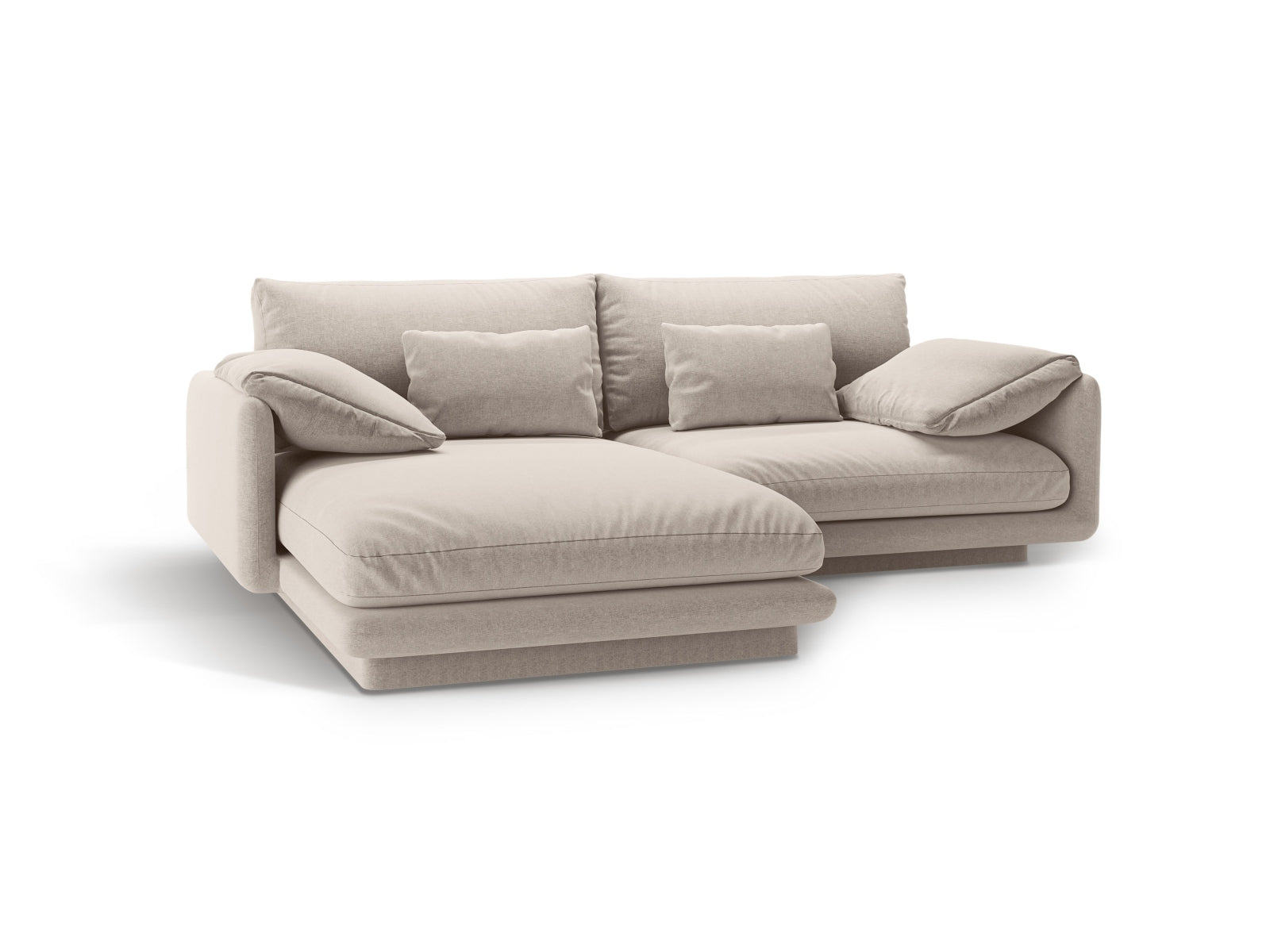 Elegantes Torino Ecksofa links in hellem Beige, ideal für stilvolle Wohnräume. Bequem und modern, gefertigt von Micadoni.