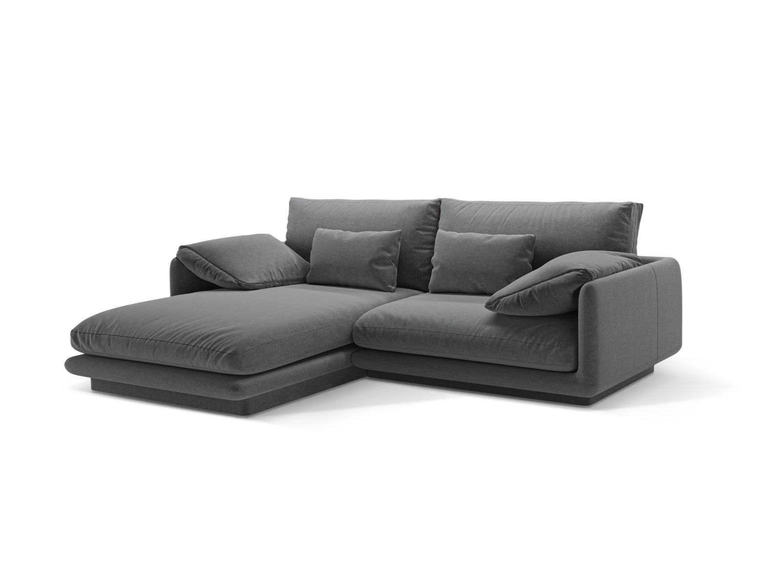 Stylisches Torino Ecksofa links in Dunkelgrau, 3-Sitzer, ideal für moderne Wohnräume, erhältlich bei KAQTU Design AG.