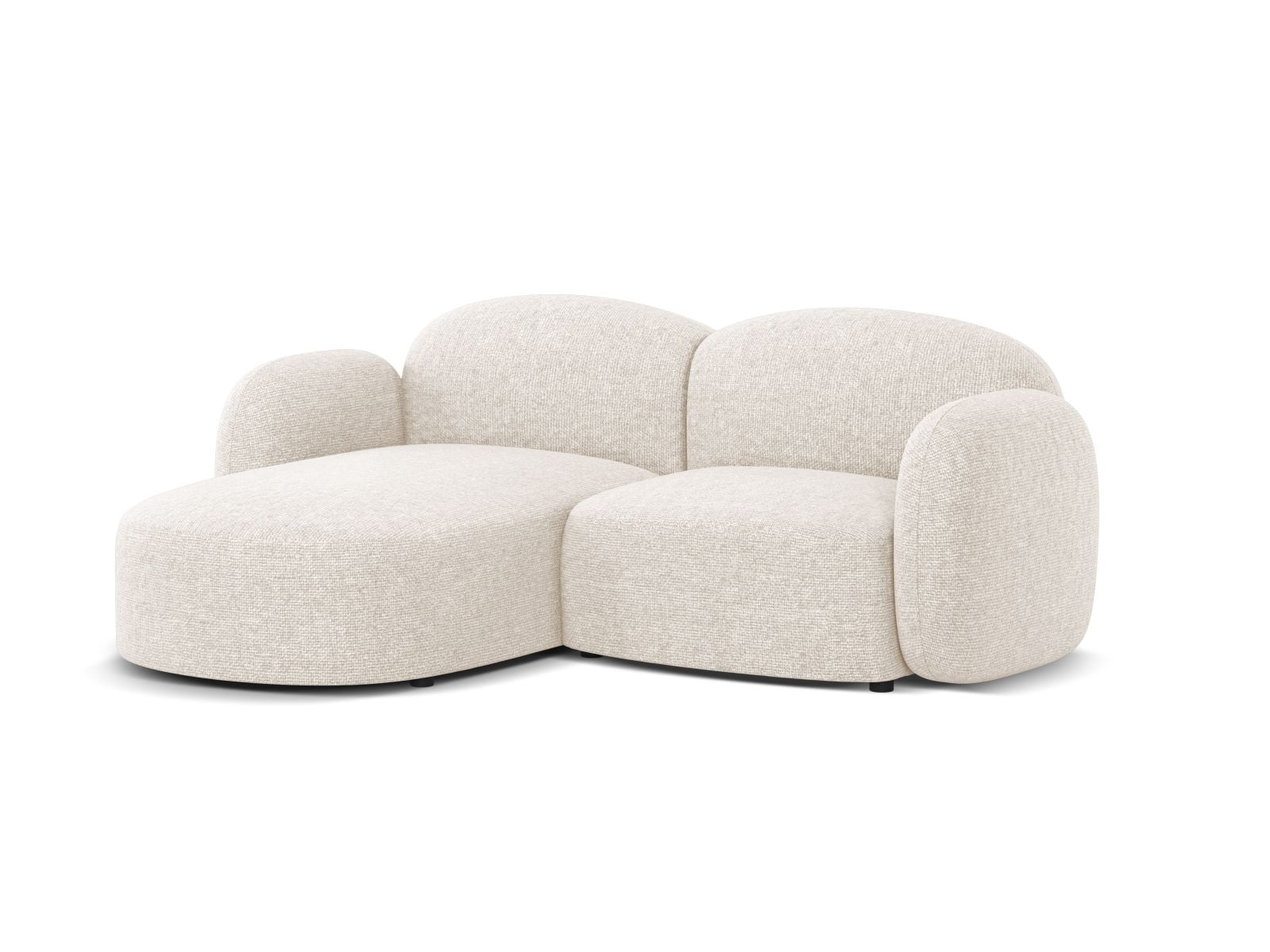 Elegantes 3-Sitzer Ecksofa links Blair in sanftem Beige, ideal für stilvolle Wohnräume. Hochwertige Verarbeitung von Micadoni.