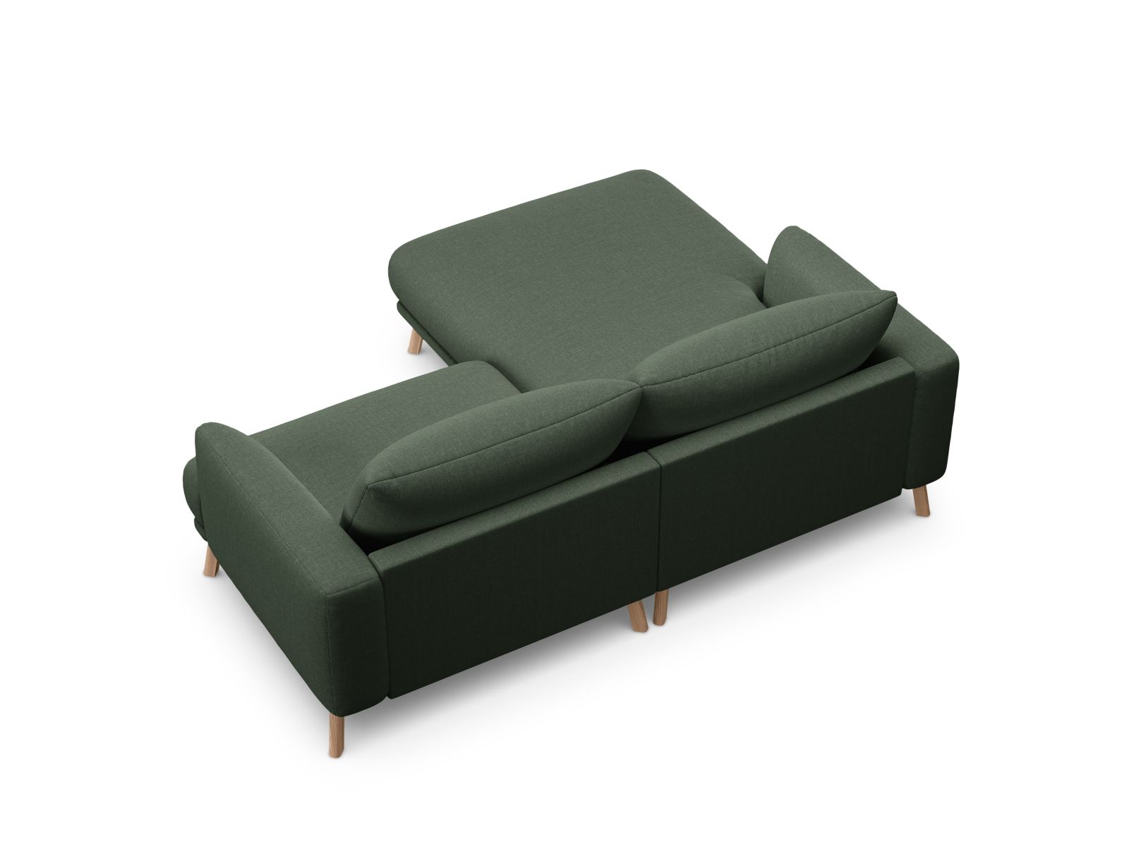 Elegantes 3-Sitzer Ecksofa links Naomi in trendigem Moosgrün, ideal für stilvolle Wohnräume und gemütliche Abende.
