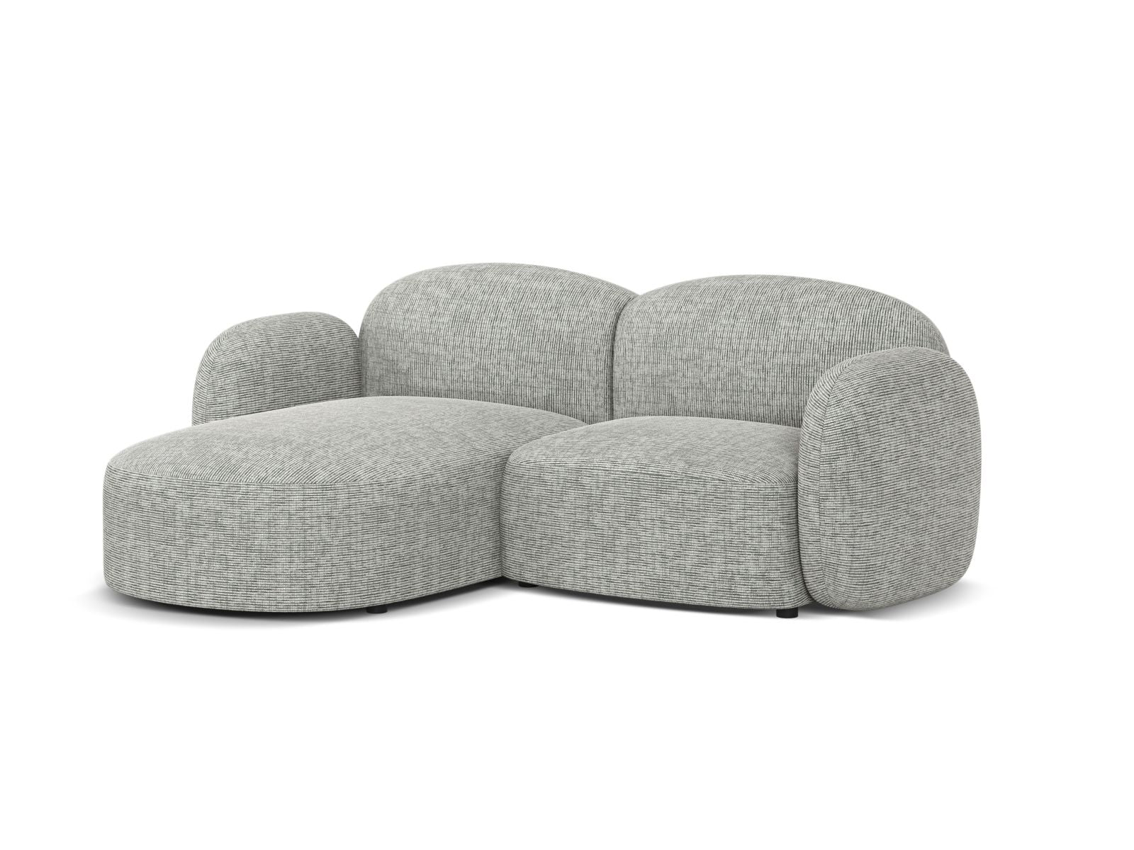 Elegantes 3-Sitzer Ecksofa links Blair in warmem Grau, ideal für stilvolle Wohnräume. Hochwertige Verarbeitung von Micadoni.
