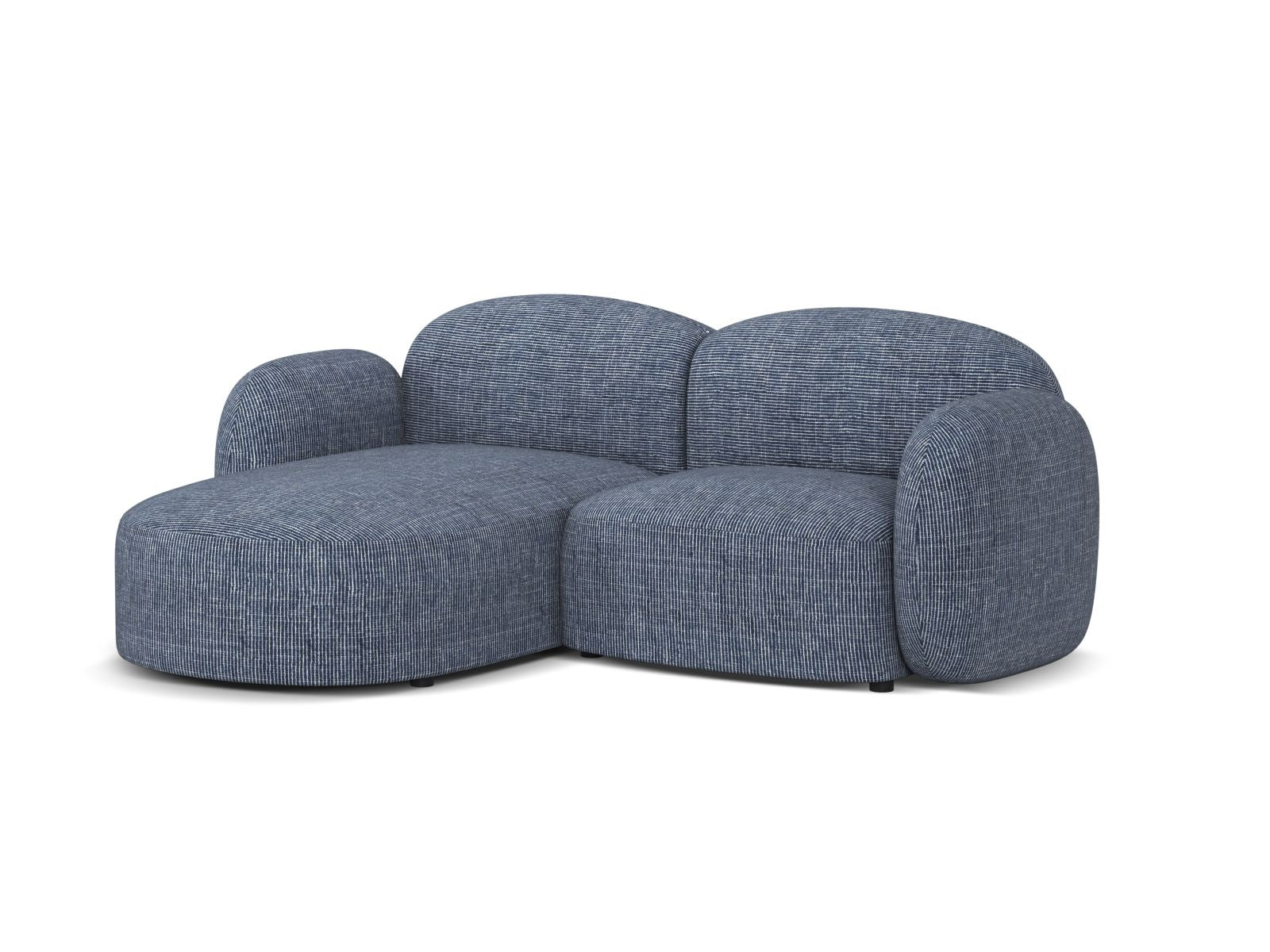 Elegantes 3-Sitzer Ecksofa links Blair in stilvollem Blue Melange, ideal für moderne Wohnräume, erhältlich bei KAQTU Design AG.