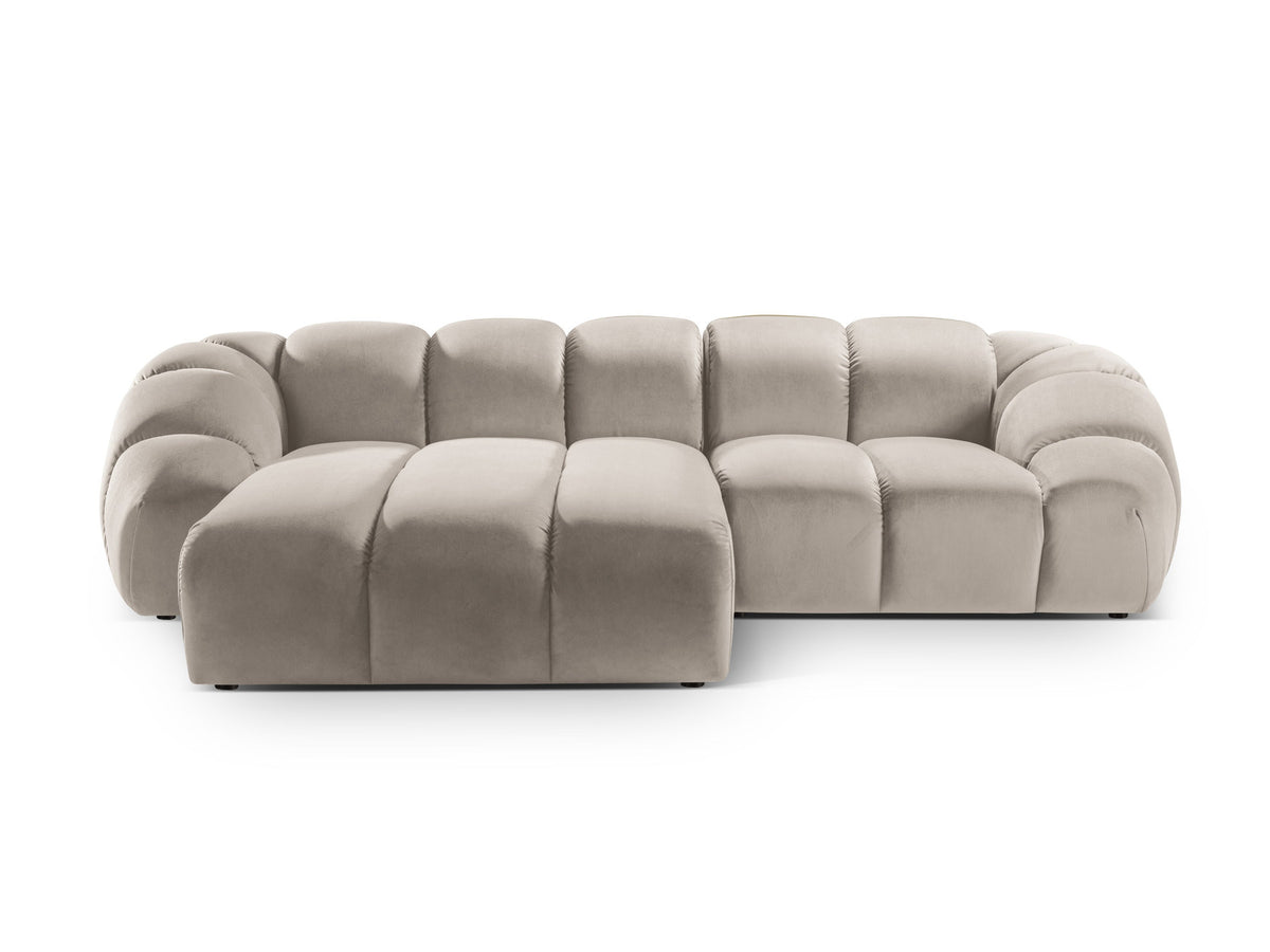 Diana Velour links Ecksofa 3 Sitzer in Beige-Salvador präsentiert im Onlineshop von KAQTU Design AG. L-Sofa links ist von Micadoni