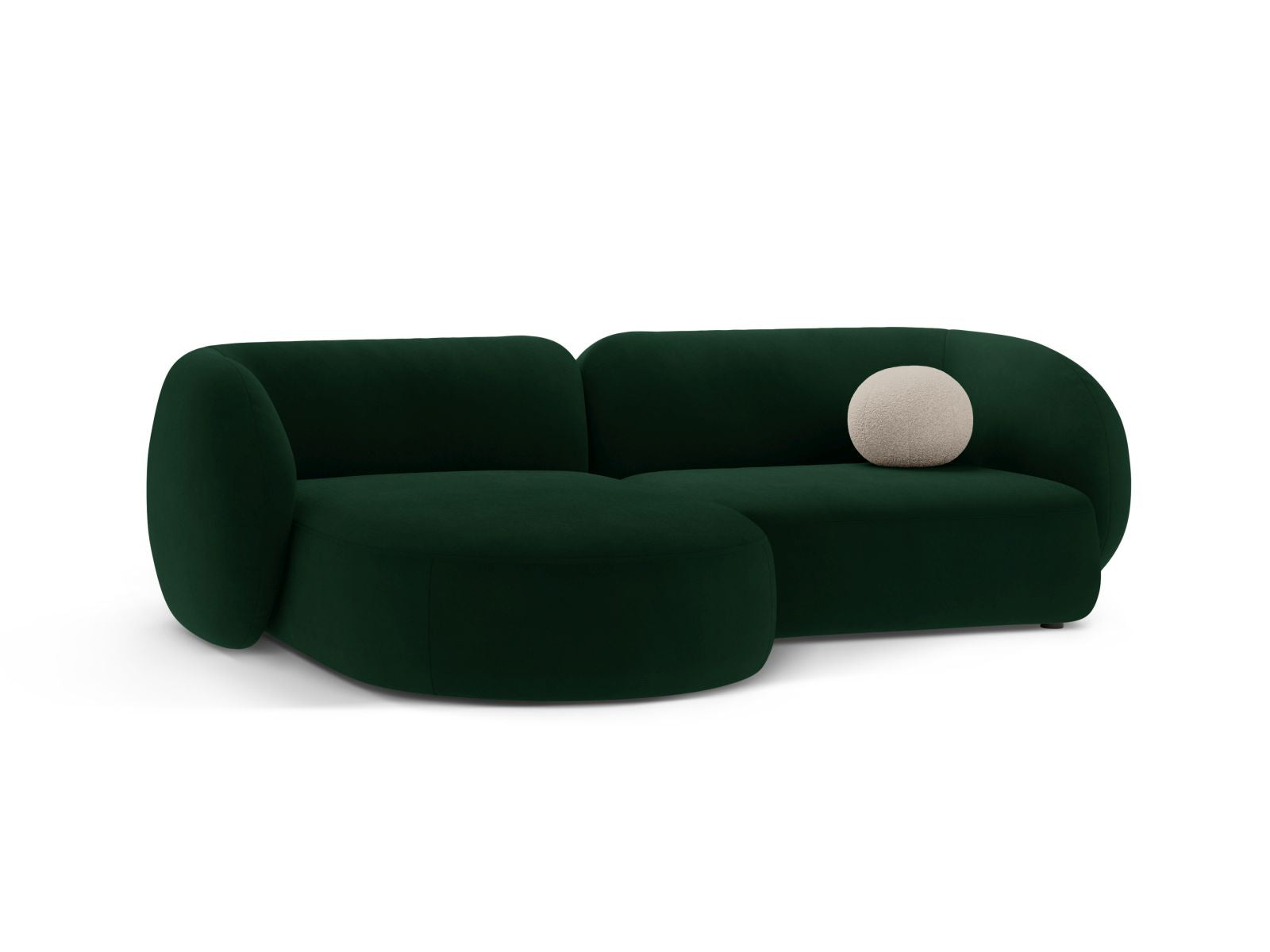 Stylisches 2-Sitzer Ecksofa links Kate in edlem Bottle Green-Salvador, ideal für moderne Wohnräume, von Micadoni.