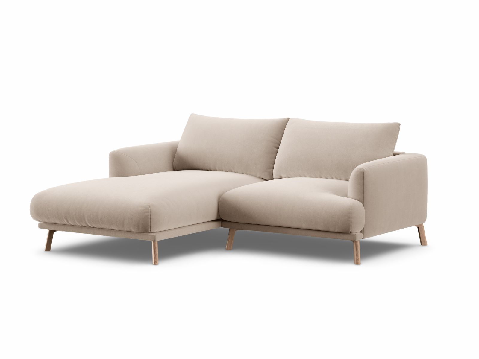 Beige 3-Sitzer Ecksofa links Naomi von Micadoni, stilvolles Design und Komfort für Ihr Wohnzimmer, ideal für entspannte Stunden.