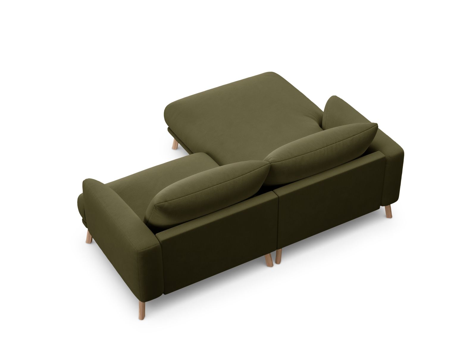Elegantes 3-Sitzer Ecksofa links Naomi in frischem Grün, ideal für ein modernes Wohnambiente und entspannte Stunden.
