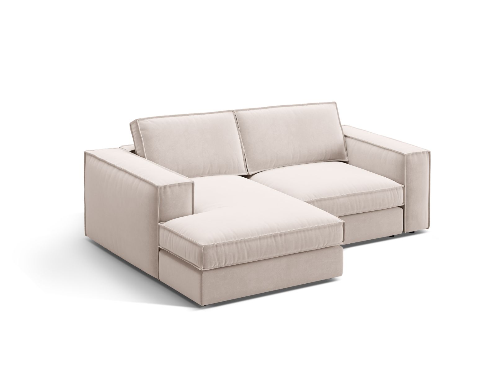 Beige 2-Sitzer Ecksofa Pola von Micadoni, modern und modular, ideal für stilvolle Wohnräume, linksseitige Anordnung.