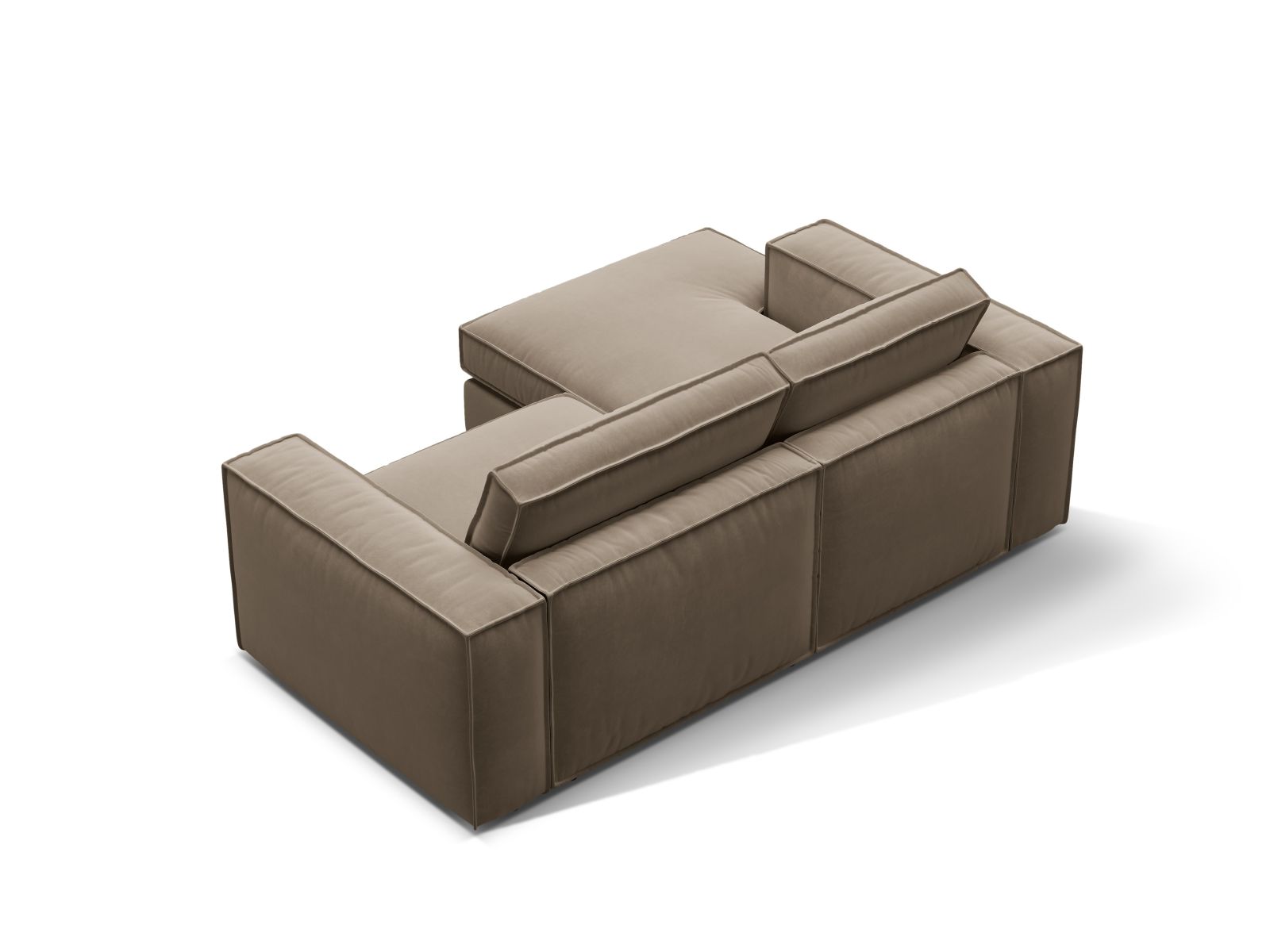 Stylisches 2-Sitzer Ecksofa Pola in Grau-Braun, perfekt für entspannte Abende und modernes Wohndesign, erhältlich bei Micadoni.