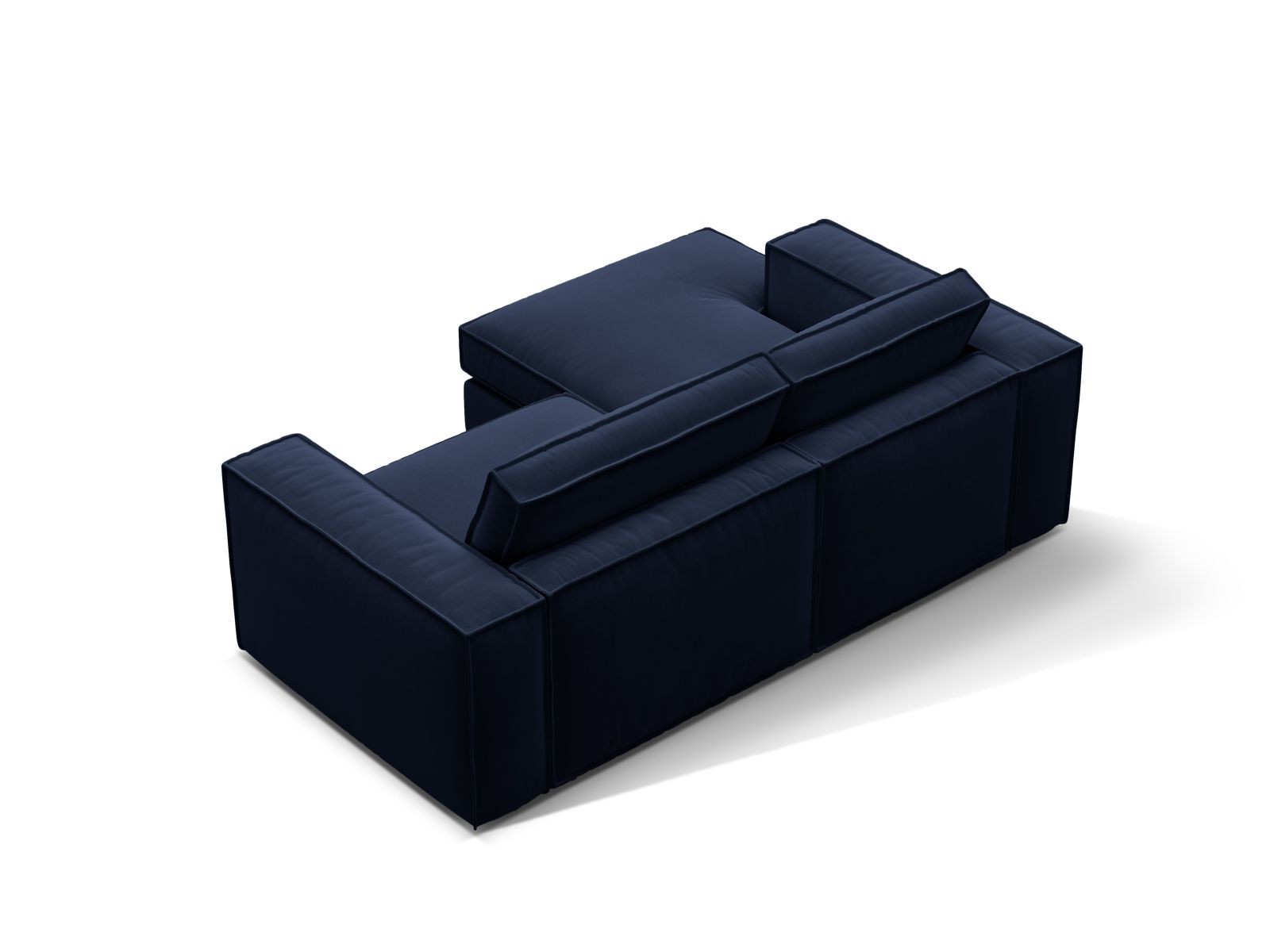 Stylisches 2-Sitzer Ecksofa links Pola in Royal Blue, perfekt für gemütliche Wohnzimmer und moderne Einrichtung, erhältlich bei Micadoni.