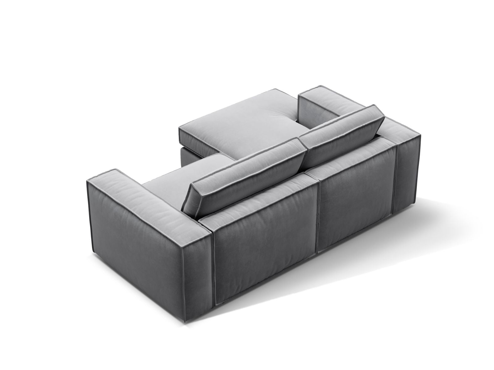 Elegantes 2-Sitzer Ecksofa links Pola in stilvollem Grau, perfekt für entspannte Abende und moderne Wohnkonzepte.