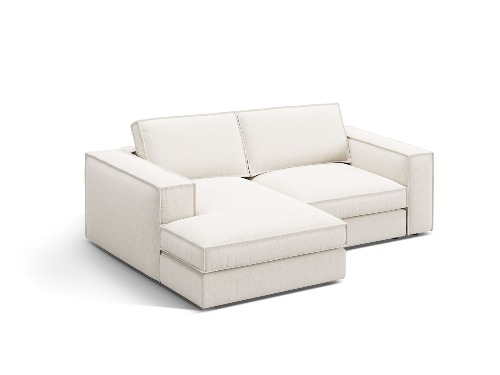 Modulares 2-Sitzer Ecksofa Pola in elegantem Weiß, ideal für stilvolle Wohnräume, präsentiert von Micadoni.