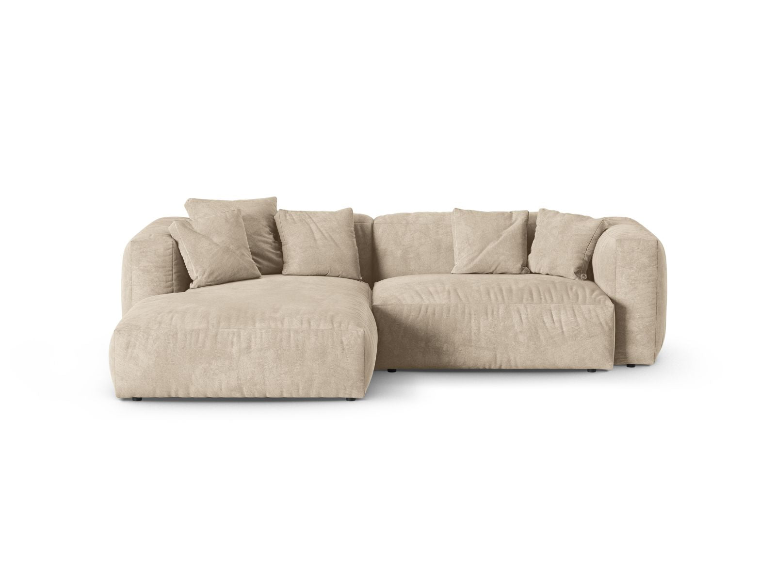 Modernes 2-Sitzer XL Ecksofa links Martina in stilvollem Silver-Monet, perfekt für gemütliche Abende und stilvolle Einrichtung von Micadoni.