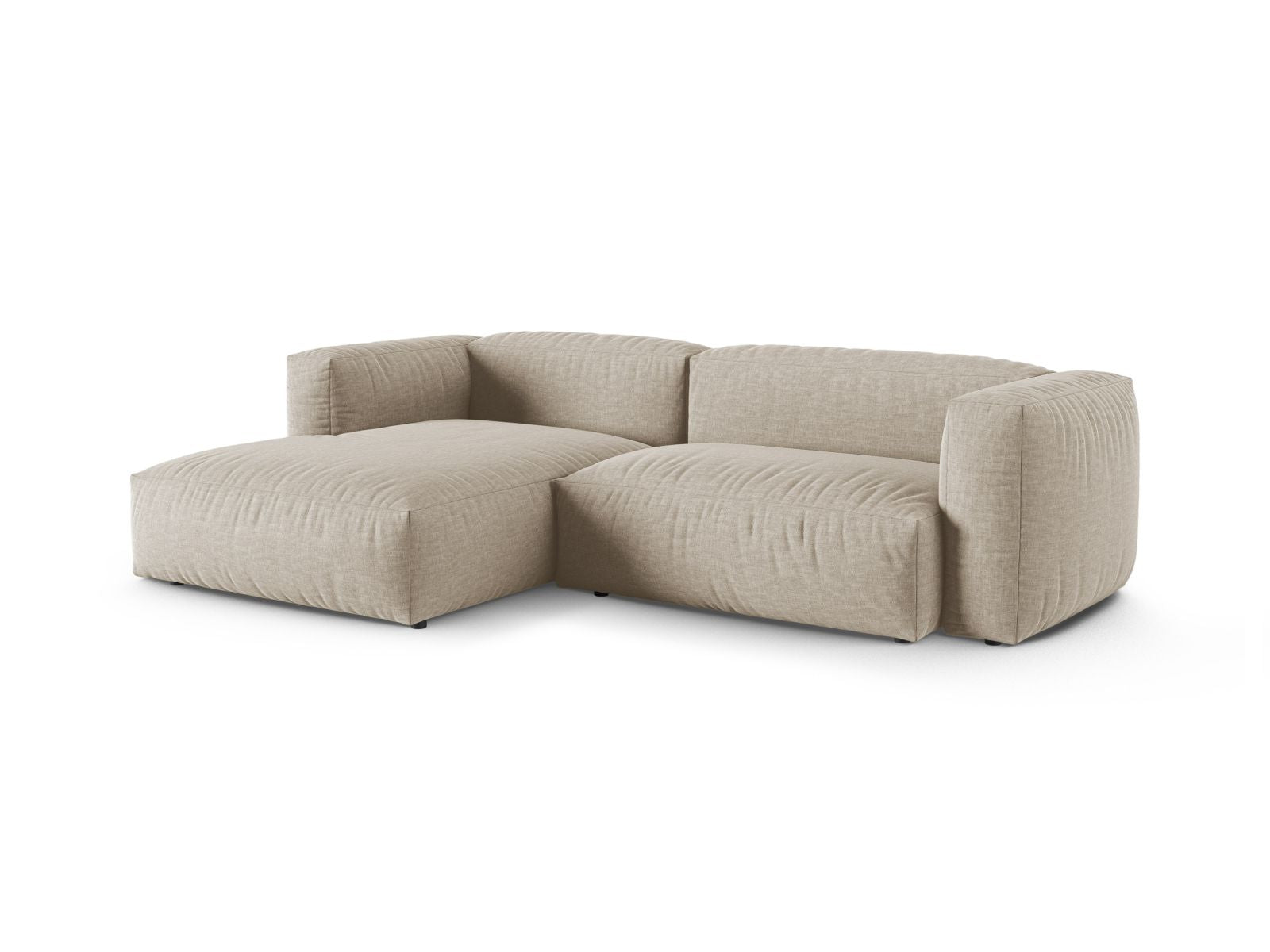 Modulares 2-Sitzer Ecksofa links XL Martina in hellem Beige, stilvoll und modern, ideal für jedes Wohnzimmer. Hochwertige Verarbeitung von Micadoni.