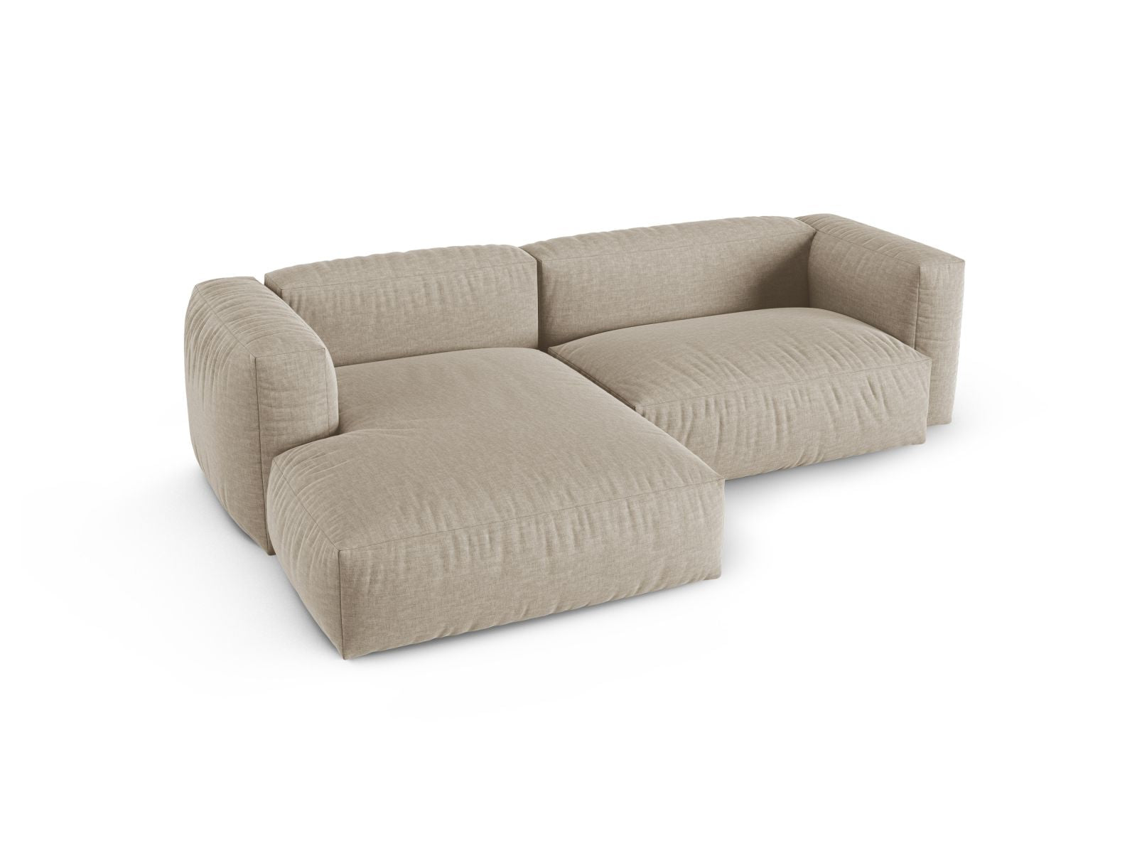 Modulares XL 2-Sitzer Ecksofa links Martina in Beige von Micadoni, ideal für elegante Wohnräume, vereint Komfort und modernes Flair.