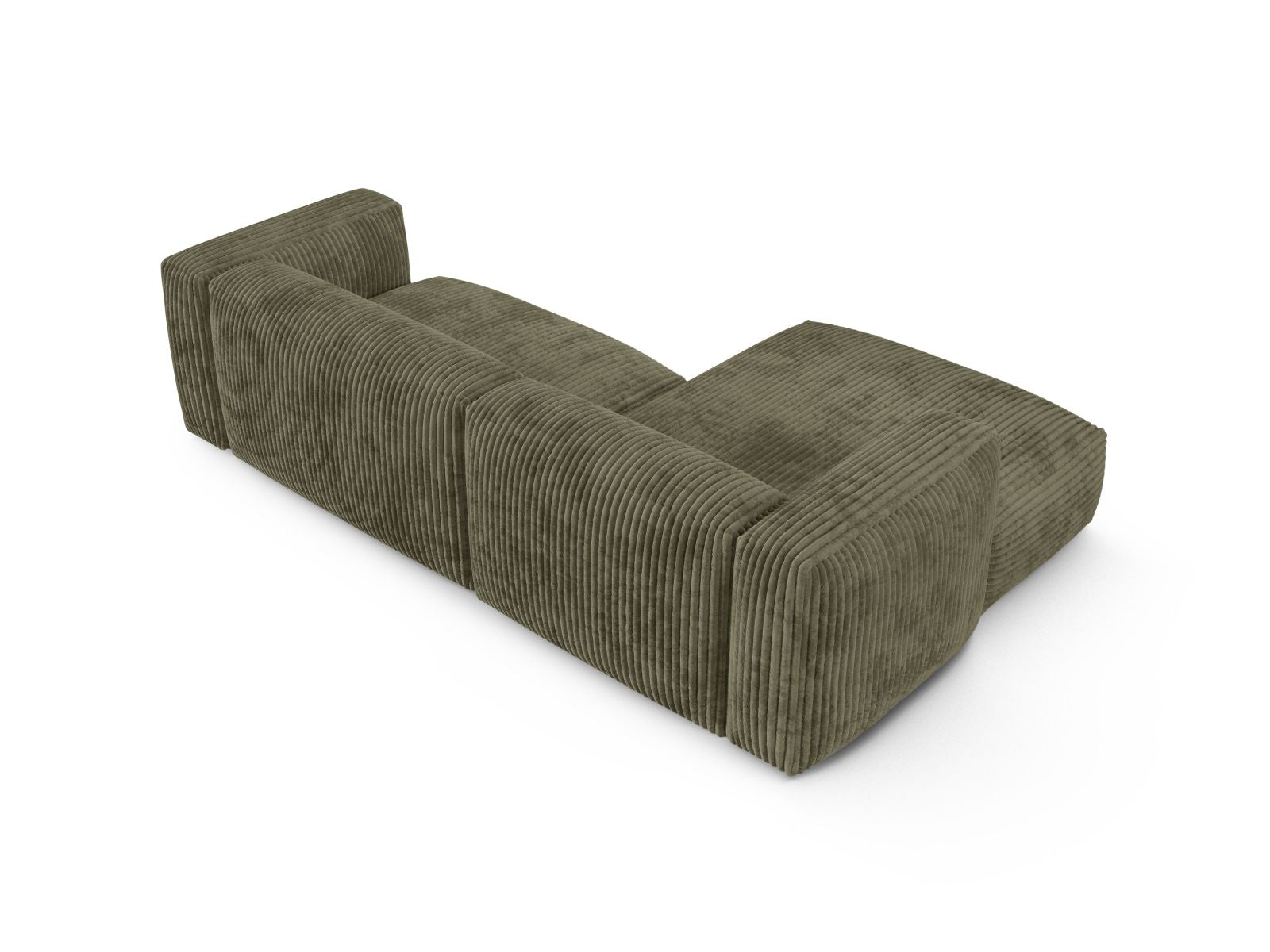 Modulares 2-Sitzer Ecksofa links Martina in modernem Moss Green-Tilia, perfekt für gemütliche und stilvolle Wohnambiente.