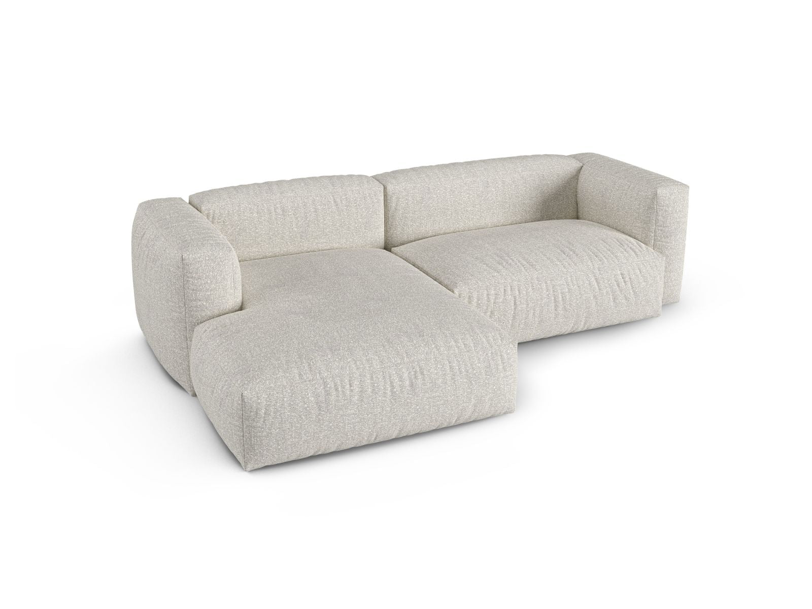 Modernes 2-Sitzer XL Ecksofa links Martina in Grey Beige Melange, ideal für gemütliche und stilvolle Wohnräume, erhältlich bei Micadoni.