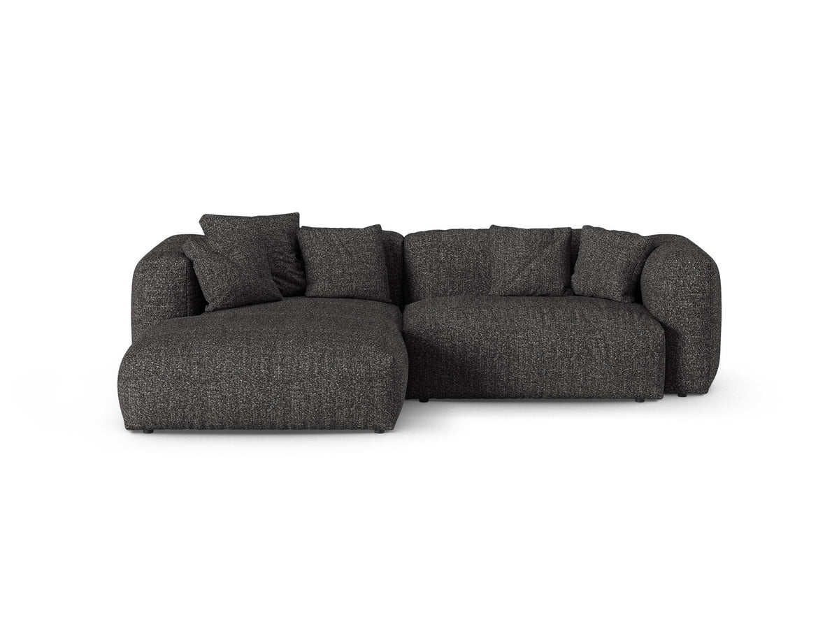 Ecksofa links Martina von Micadoni in Moss Green-Boston, strukturierter Stoffbezug mit Massivholzrahmen und schwarzen Kunststoffbeinen