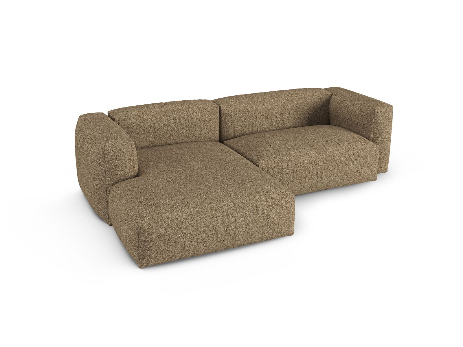 Modernes 2-Sitzer XL Ecksofa links Martina in sanftem Cappuccino, ideal für gemütliche Abende und stilvolle Einrichtung von Micadoni.