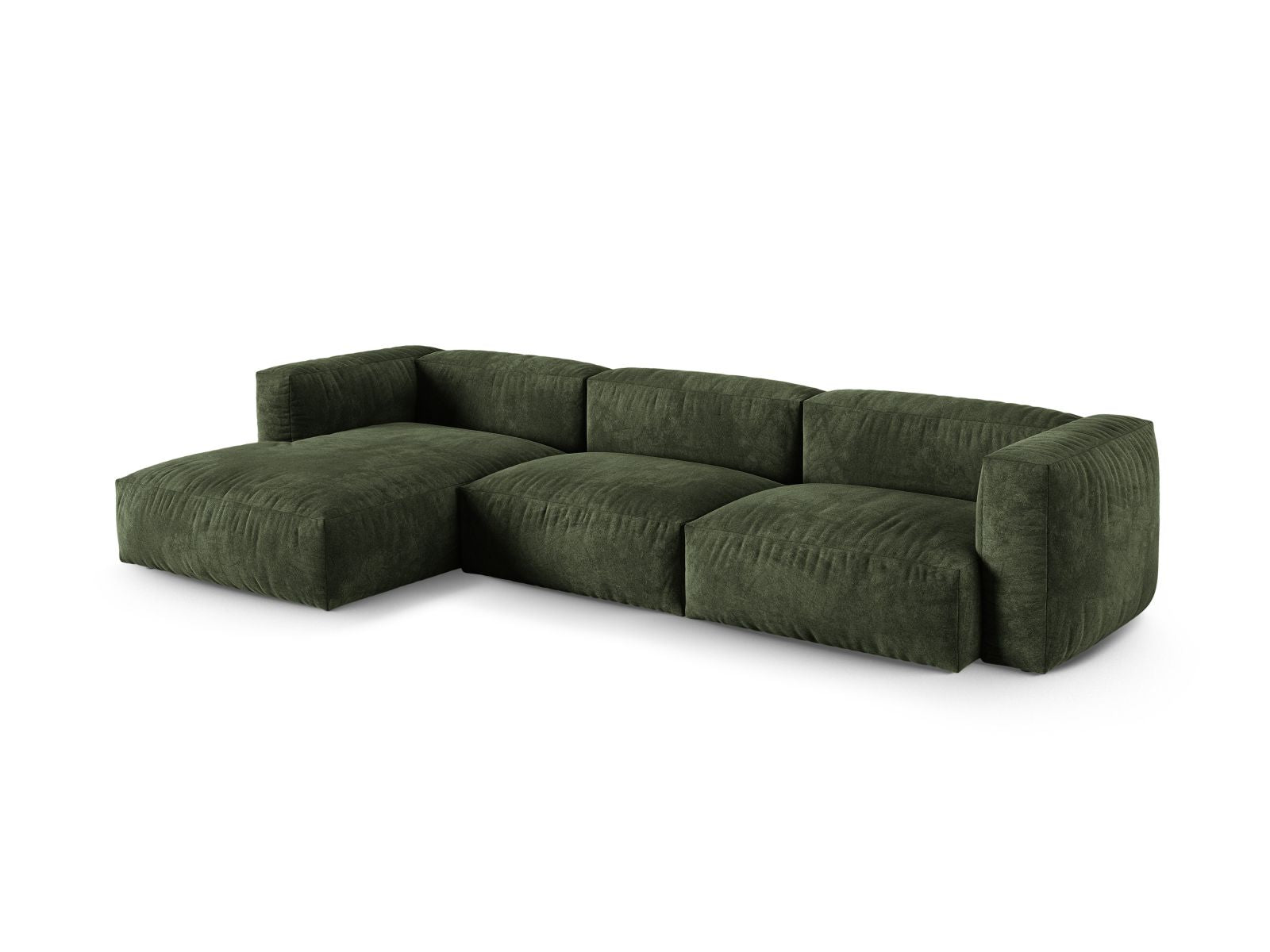 Elegantes 3-Sitzer XL Ecksofa links Martina in der Farbe Green-Vogue, ideal für stilvolle Wohnräume, von Micadoni.