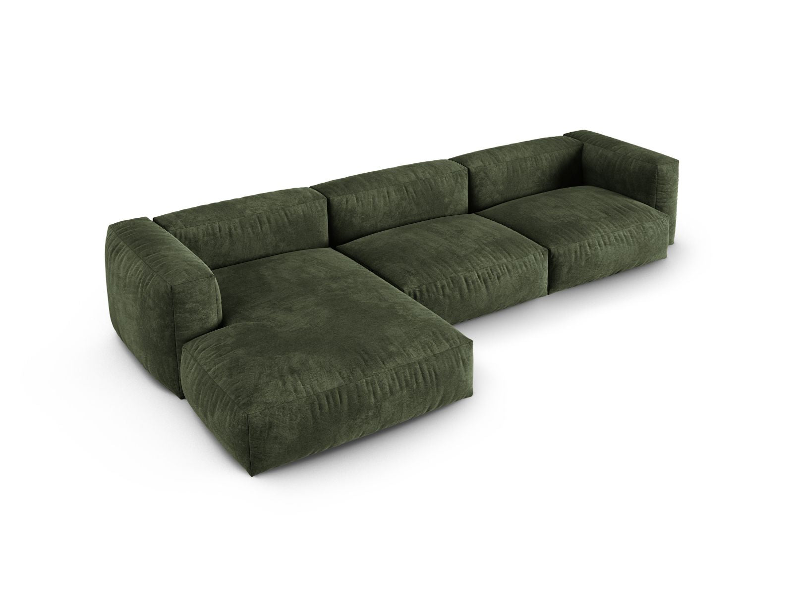 Elegantes XL 3-Sitzer Ecksofa links Martina in Green-Vogue, ideal für stilvolle Wohnräume und entspannte Stunden von Micadoni.