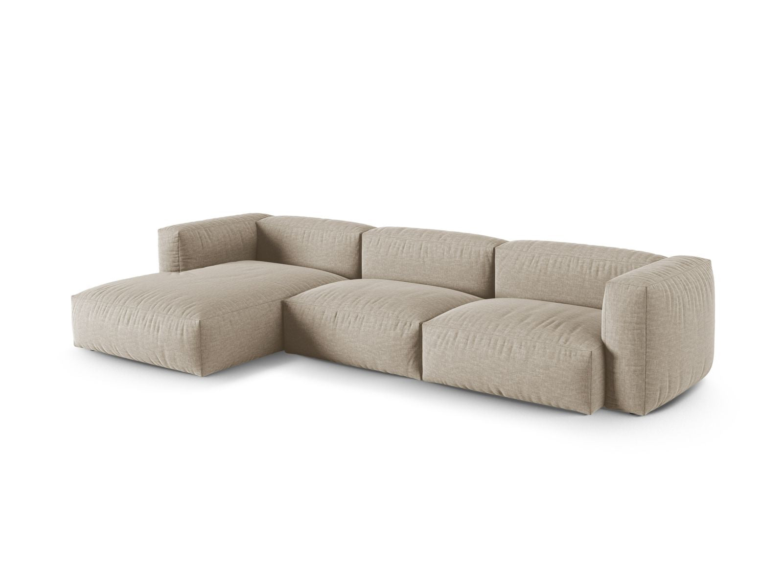 Modulares 3-Sitzer Ecksofa XL Martina in hellem Beige, stilvoll und komfortabel, ideal für moderne Wohnräume.