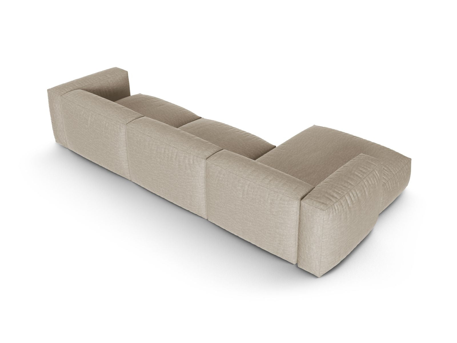 Elegantes, geräumiges 3-Sitzer Ecksofa Martina in sanftem Beige, perfekt für gemütliche Abende und modernes Wohndesign.