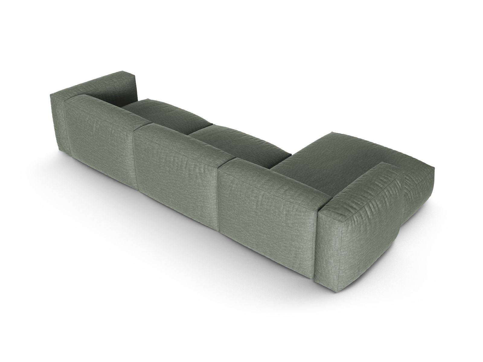 Elegantes 3-Sitzer Ecksofa links Martina in stilvollem Moss Green, perfekt für gemütliche Abende und modernes Wohndesign.