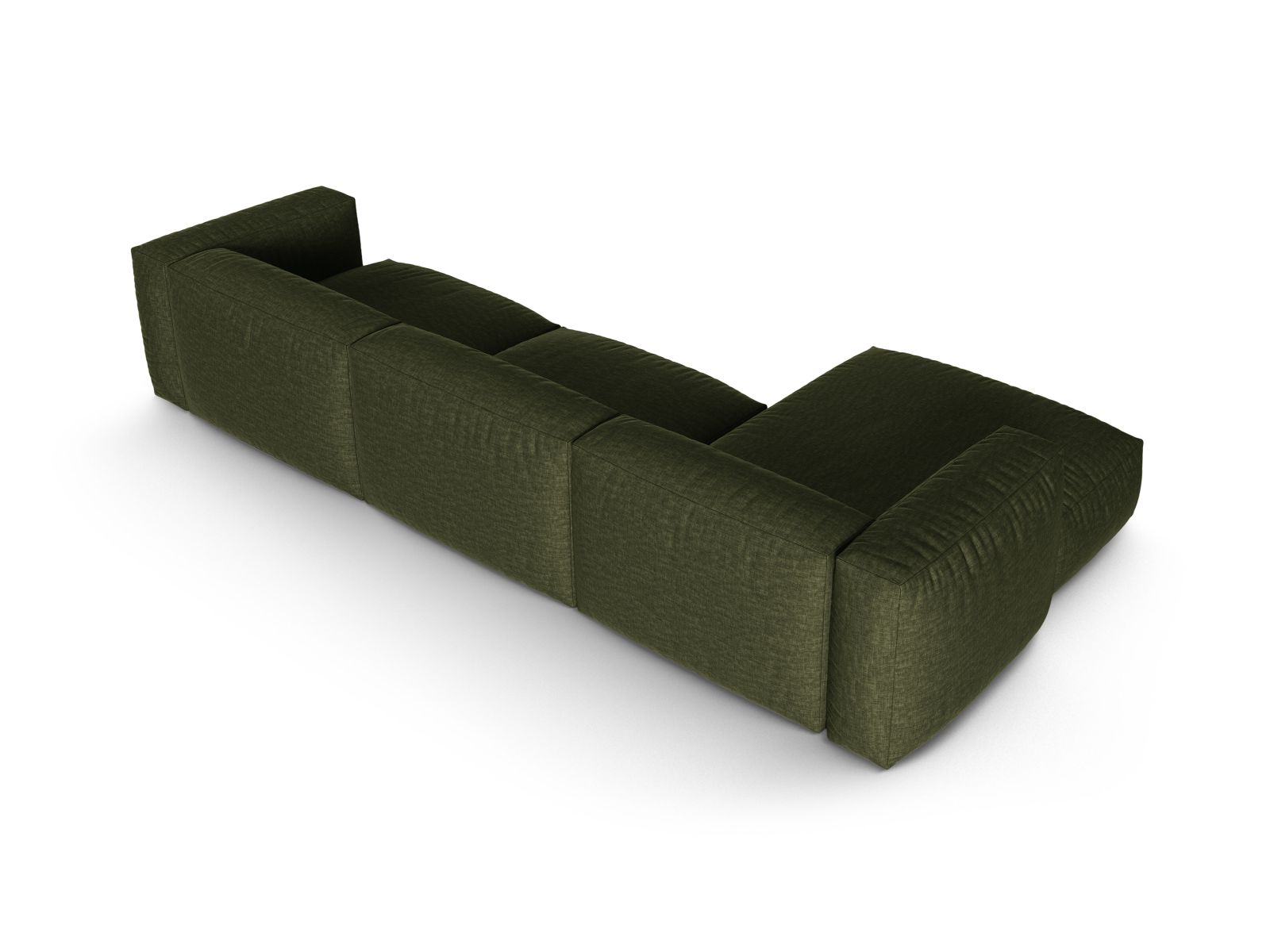 Elegantes 3-Sitzer Ecksofa links Martina in modernem Grün, perfekt für stilvolle Wohnräume und entspannte Stunden.