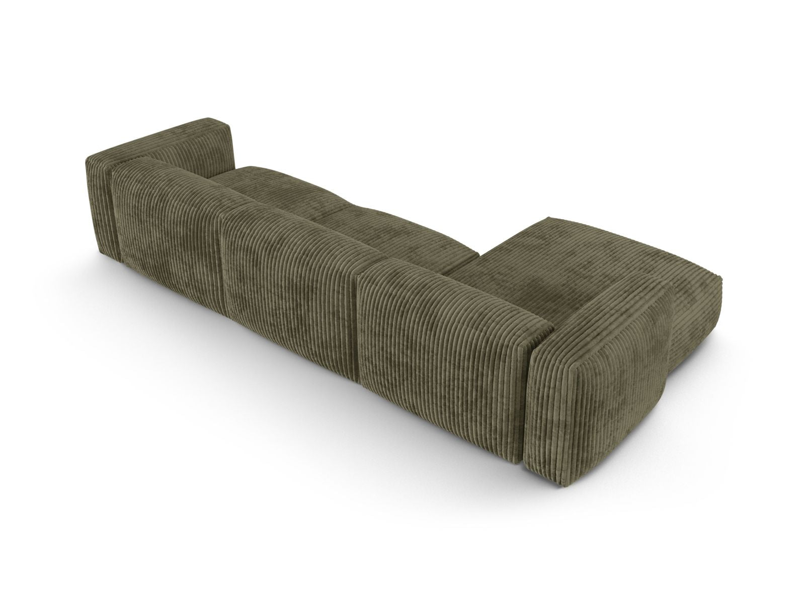 Elegantes 3-Sitzer Ecksofa links Martina in trendigem Moss Green-Tilia, perfekt für gemütliche und stilvolle Wohnambiente.