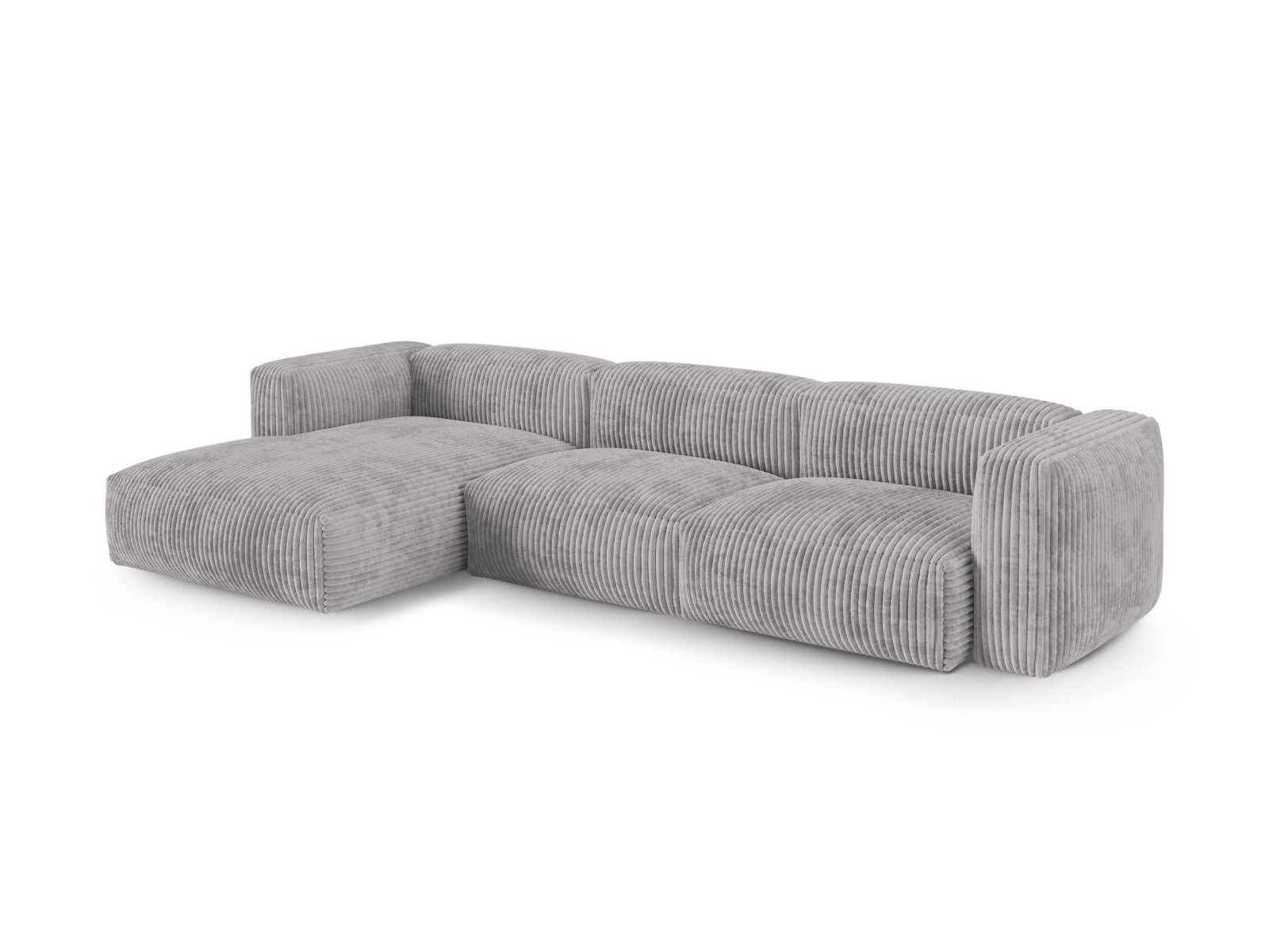 Modulares 3-Sitzer Ecksofa links XL Martina in hellem Grau, stilvoll und komfortabel, ideal für moderne Wohnräume.