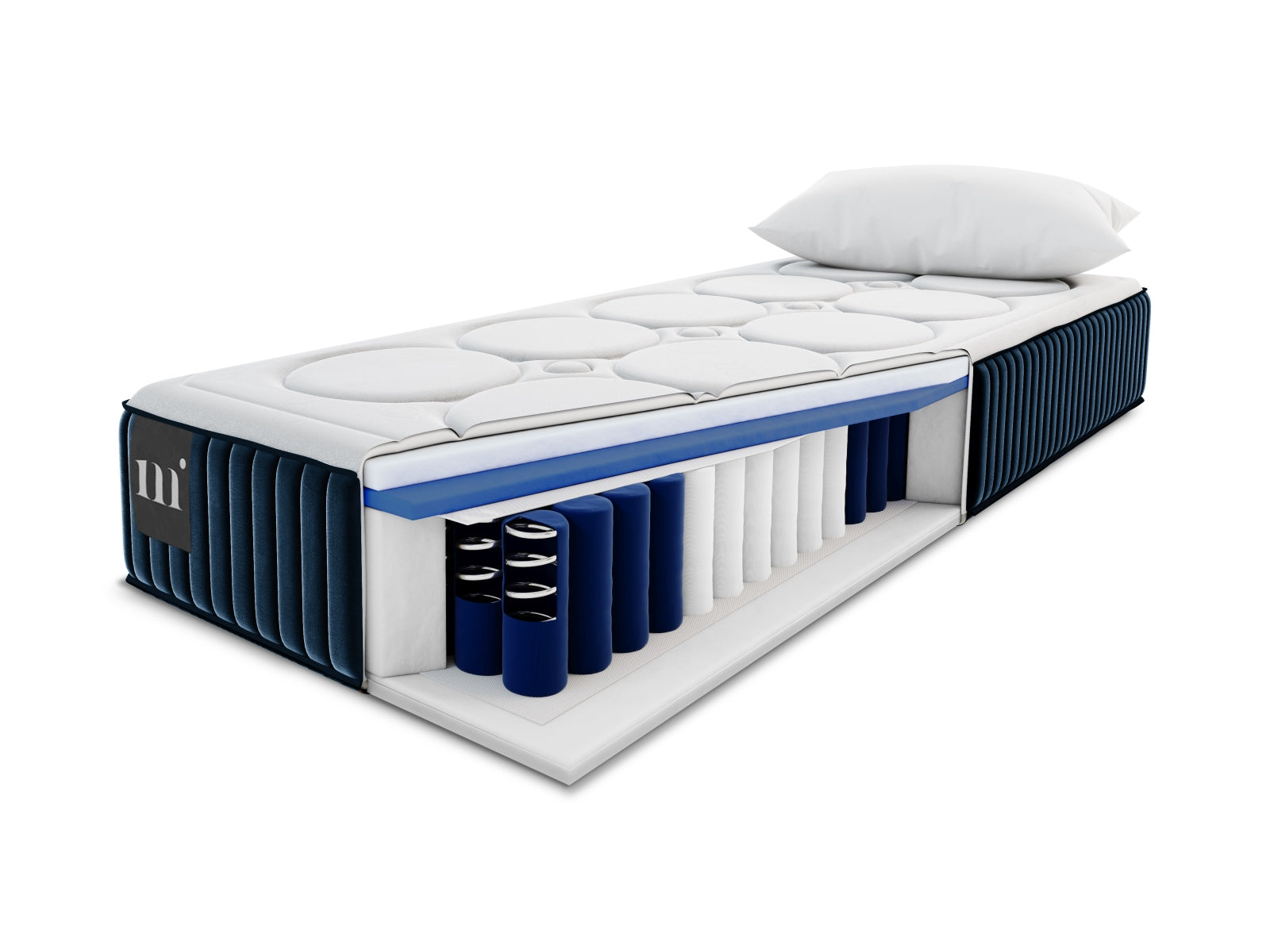 Muara Pocket Spring Matratze  in White and Blue präsentiert im Onlineshop von KAQTU Design AG. Matratze ist von Micadoni