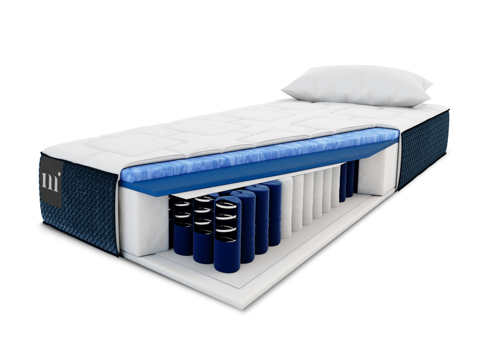 Mundi Pocket Spring Matratze  in White and Blue präsentiert im Onlineshop von KAQTU Design AG. Matratze ist von Micadoni