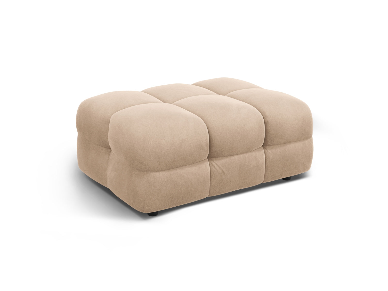 Eleganter Kendal Velour Pouf in sanftem Almond Beige, ideal für stilvolle Wohnräume und als Teil eines modularen Sofas.