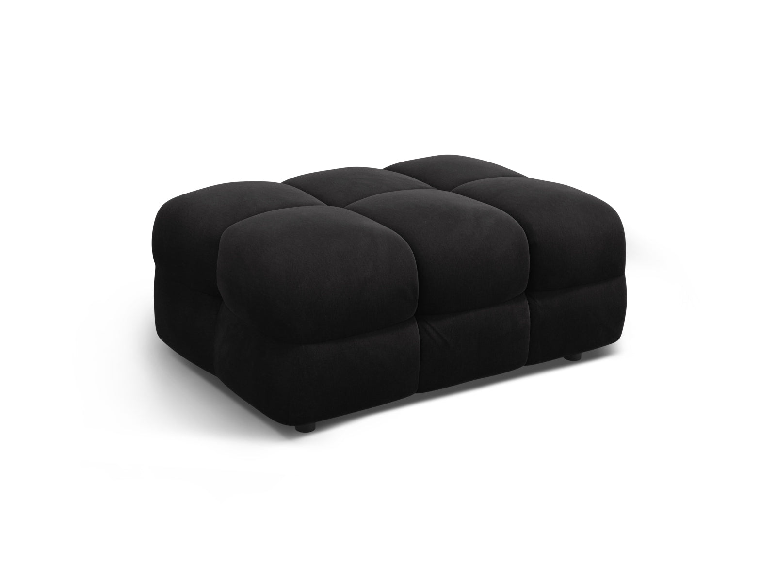 Eleganter Kendal Velour Pouf in edlem Schwarz, ideal für stilvolle Wohnräume und als Teil eines modularen Sofas von Micadoni.
