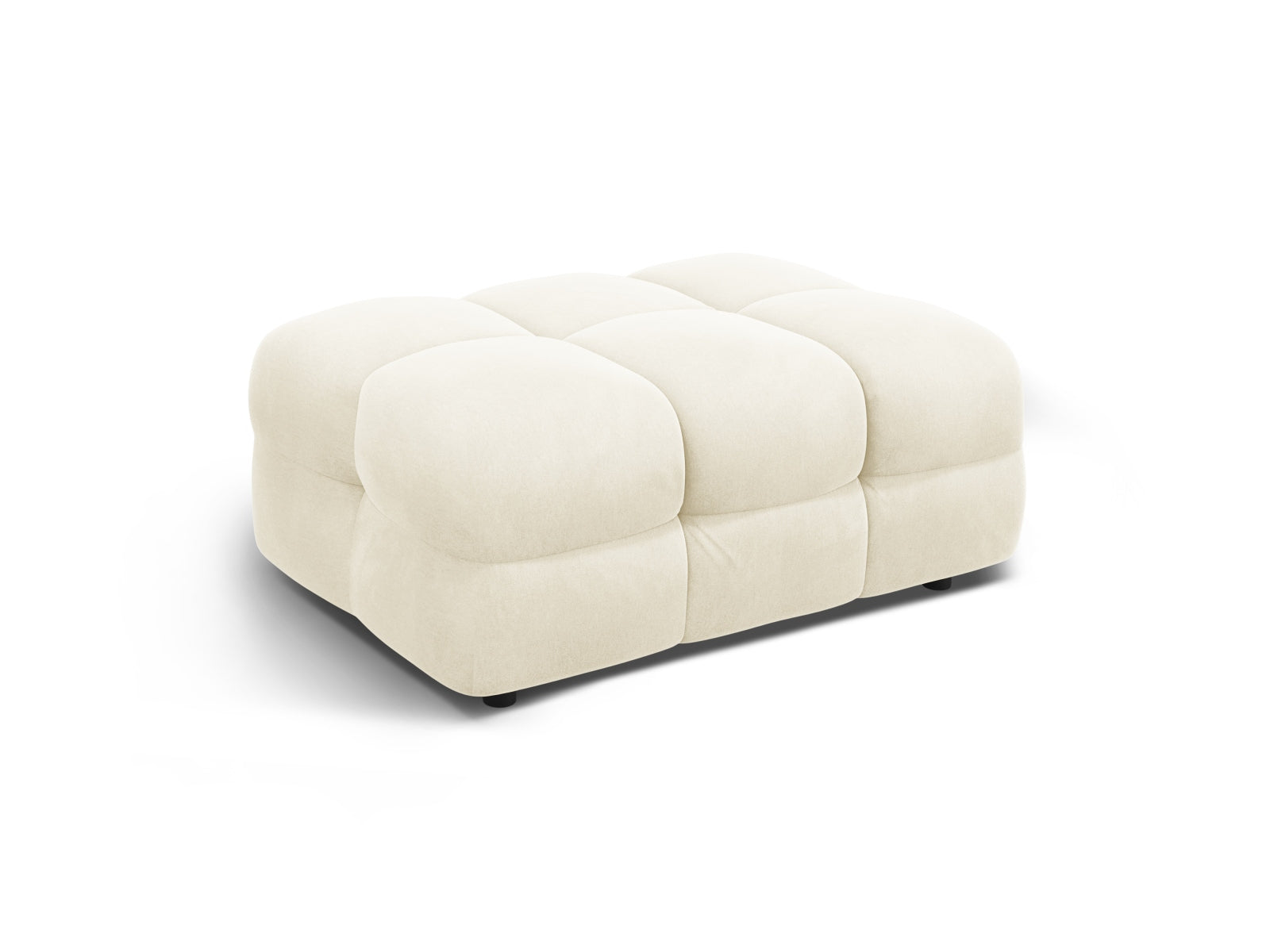 Eleganter Kendal Velour Pouf in Ivory, ideal für modulares Sofa-Design, bietet stilvolle Sitzgelegenheit und modernen Komfort.