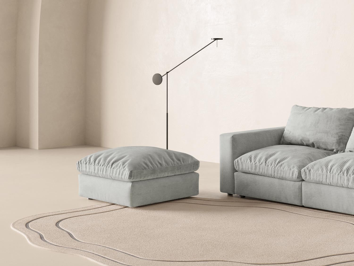 Lazy Pouf 1 Sitzer in Light Grey präsentiert im Onlineshop von KAQTU Design AG. Modulares Sofa ist von Micadoni