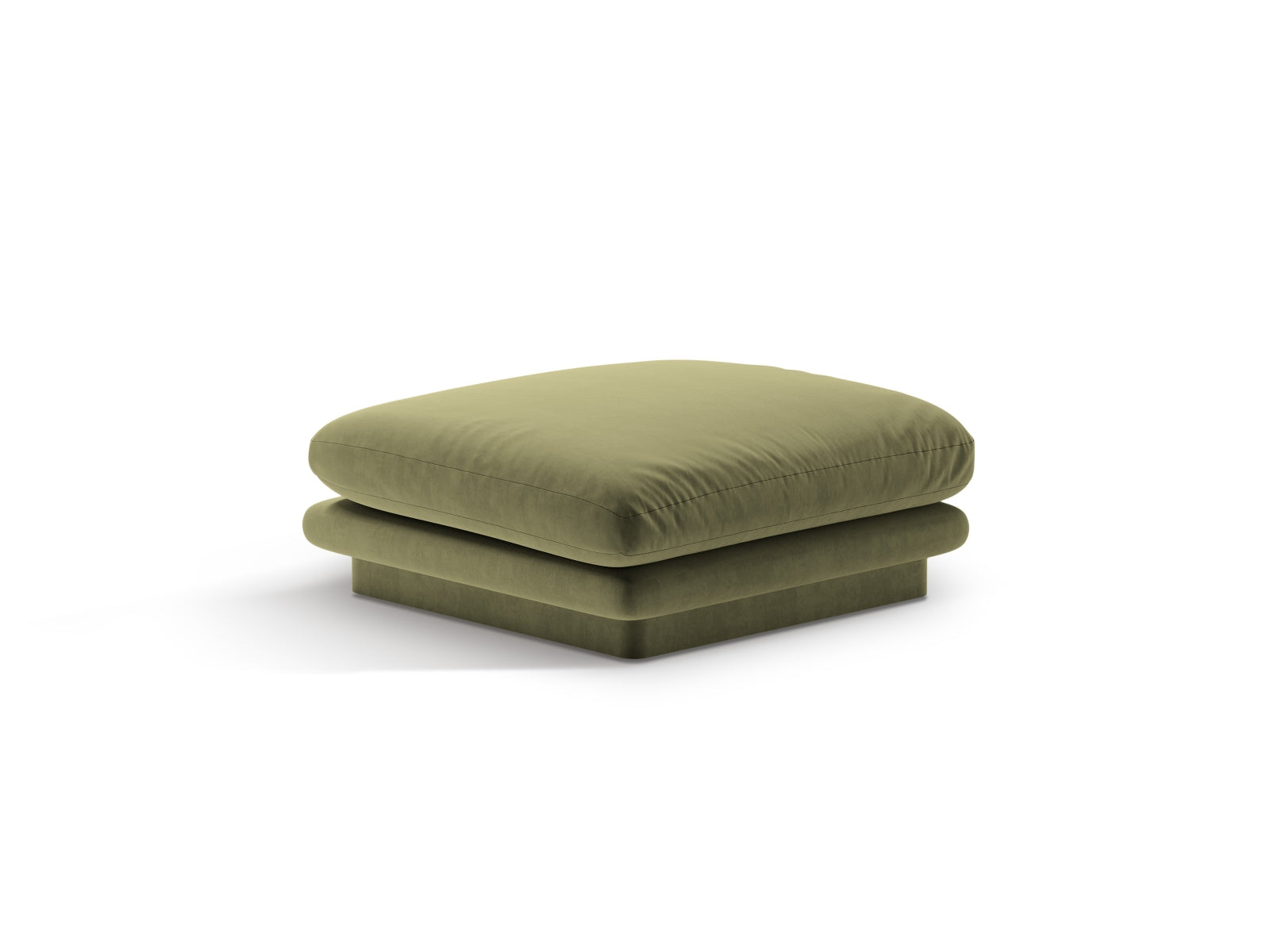 Eleganter Torino Velour Pouf in sanftem Hellgrün, ideal für stilvolle Wohnräume. Teil der modularen Sofaserie von Micadoni.