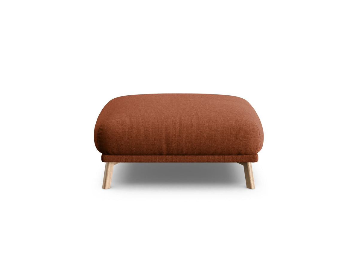 Naomi Pouf 85cm von Micadoni in Beige-Salvador, runder Sitzhocker mit Samtbezug, Holzrahmen und kurzen Holzbeinen.