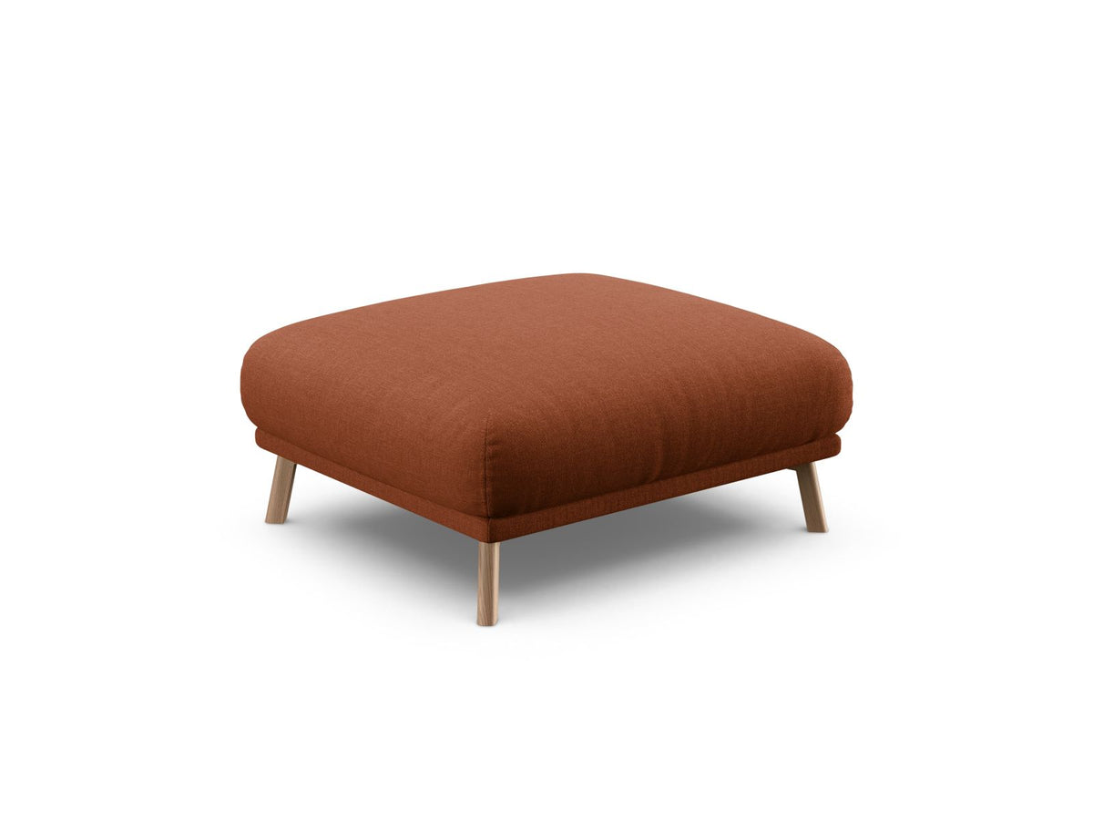 Naomi Pouf 85cm von Micadoni in Beige-Salvador, runder Sitzhocker mit Samtbezug, Holzrahmen und kurzen Holzbeinen.