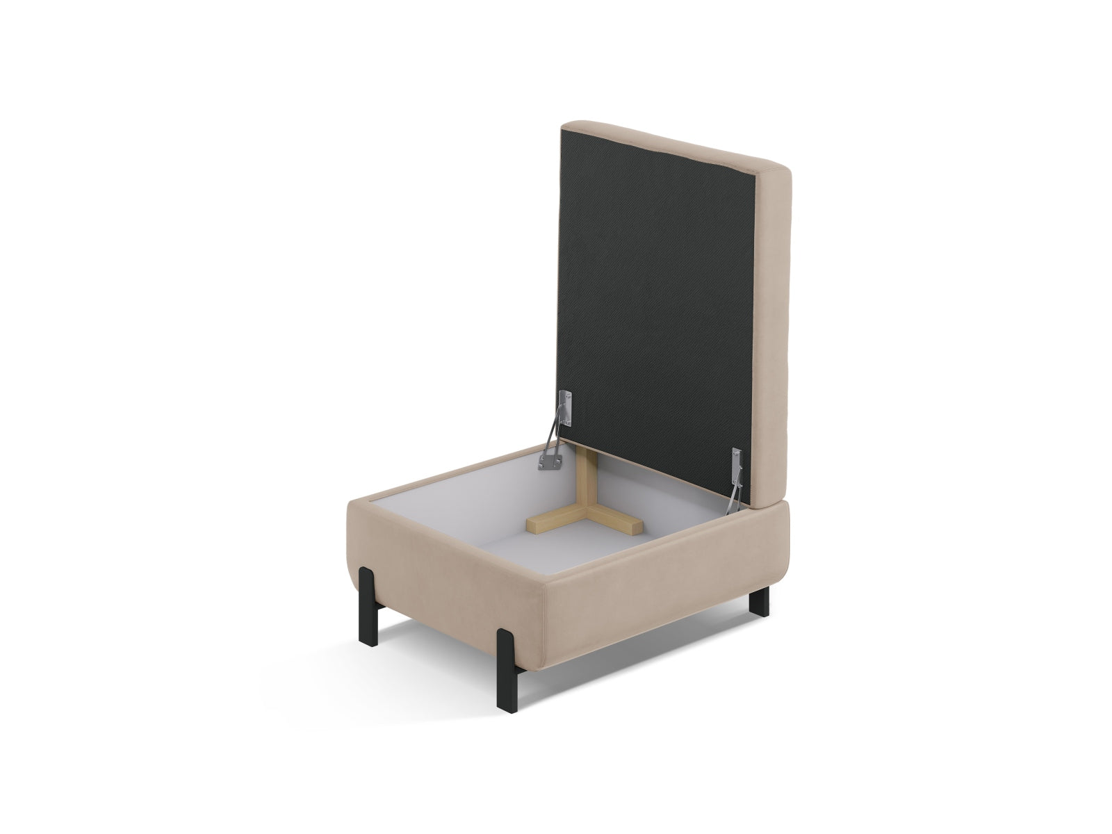 Beige Gloria Velour Pouf mit Stauraum, eleganter 1-Sitzer aus der modularen Sofakollektion von Micadoni, ideal für stilvolle Wohnräume.