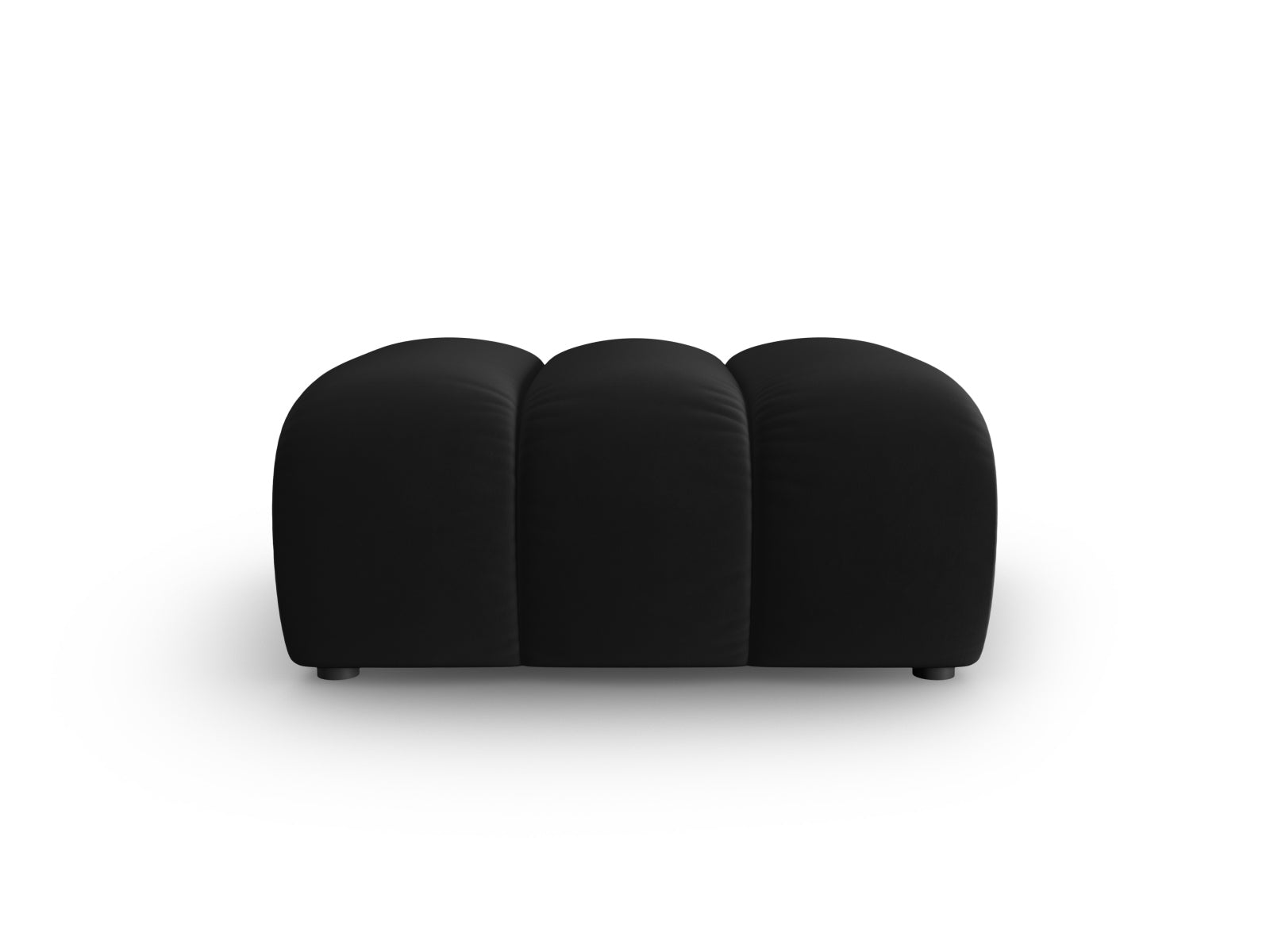 Eleganter Lupine Velour Pouf in stilvollem Schwarz, ideal für gemütliche Sitzgelegenheiten und moderne Wohnräume.