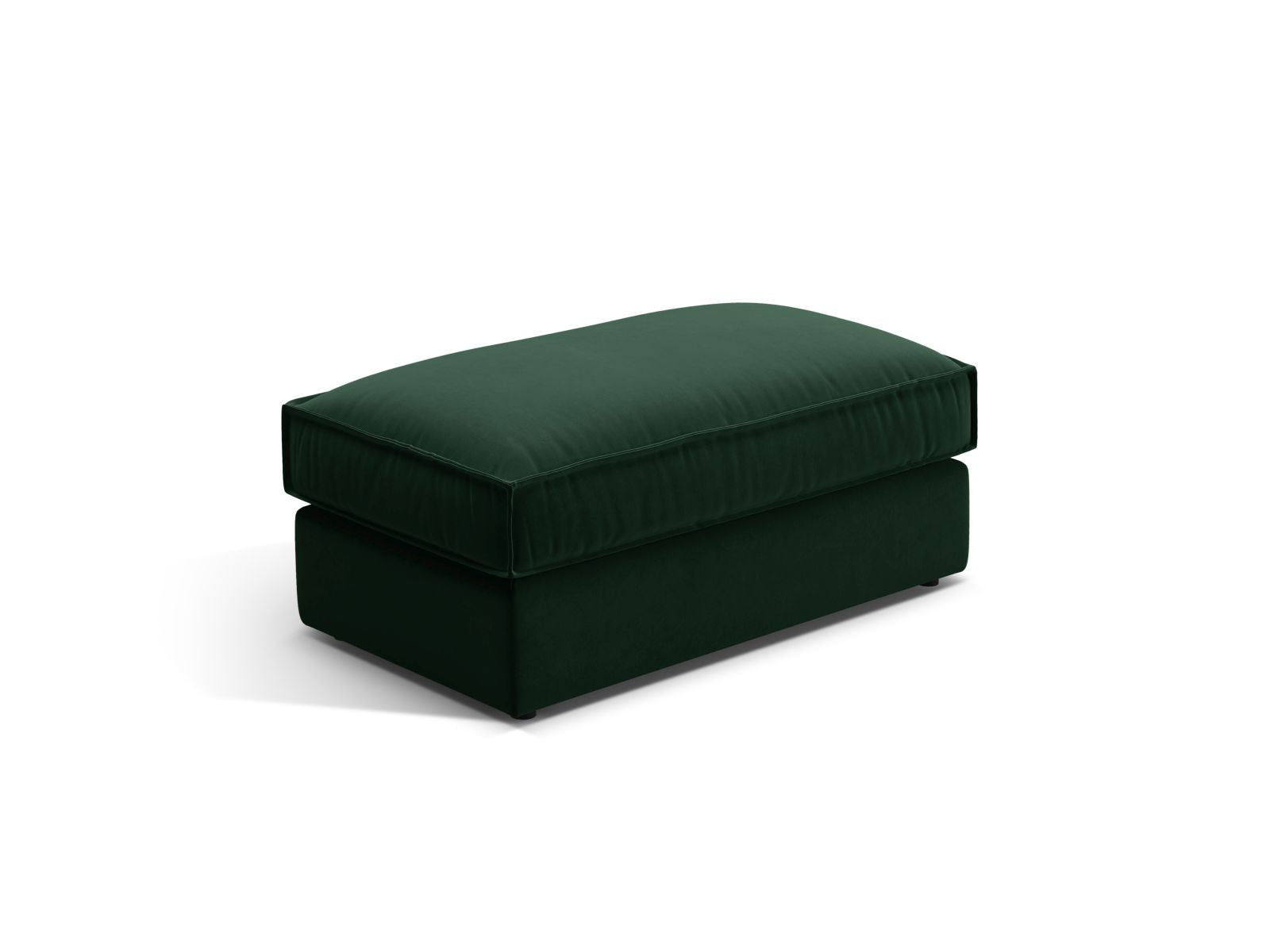 Moderner 1-Sitzer Pouf Pola in tiefem Flaschengrün, perfekt für gemütliche Ecken. Hochwertige Materialien und zeitgemäße Ästhetik von Micadoni.