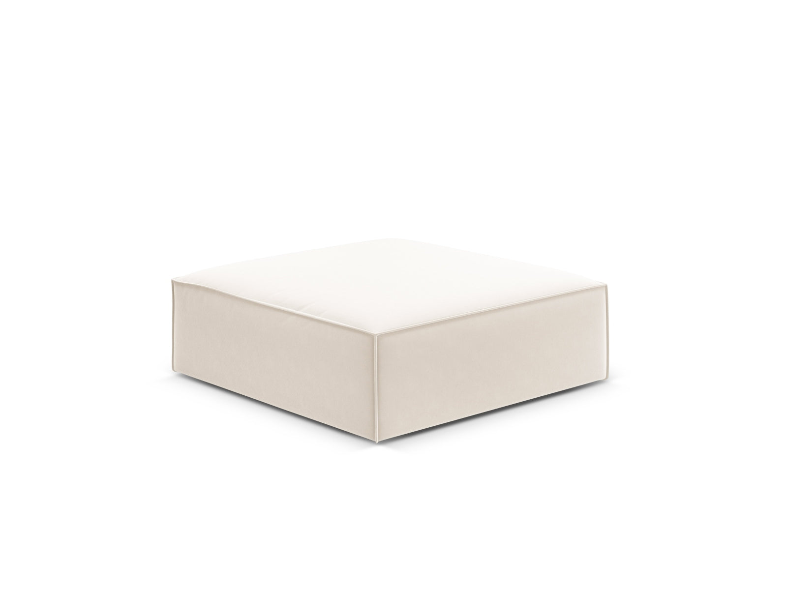 Eleganter Kaelle Velour Pouf in sanftem Beige, ideal als Sitzgelegenheit oder dekoratives Element in jedem Raum.