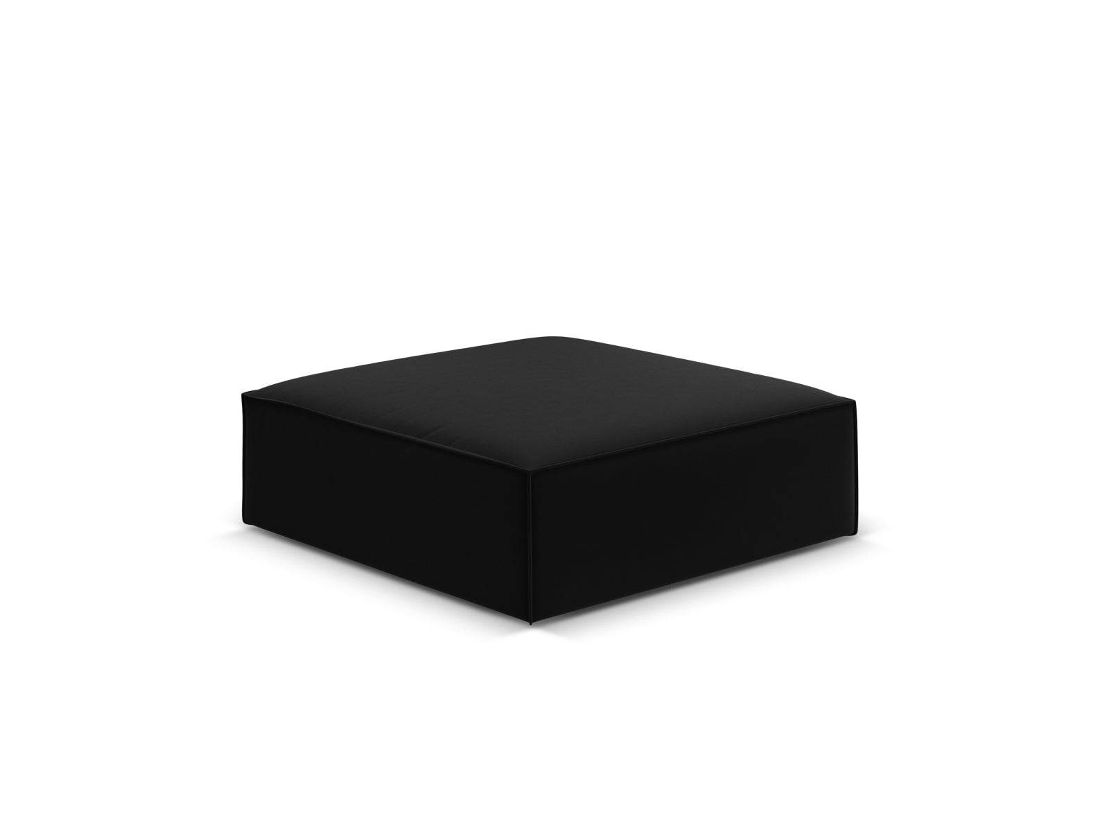 Eleganter Kaelle Velour Pouf in stilvollem Schwarz-Blau, ideal als Sitzgelegenheit oder dekoratives Element in jedem Raum.