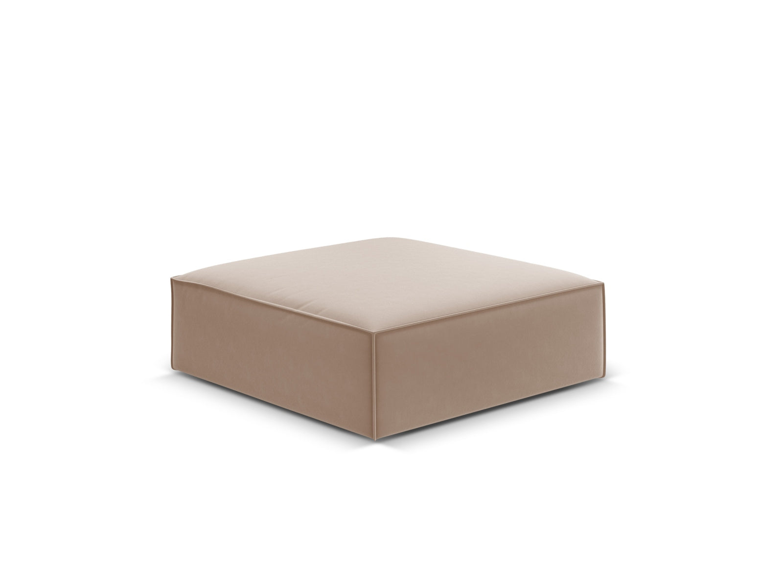 Eleganter Kaelle Velour Pouf in sanften Beige- und Blautönen, ideal als stilvolle Sitzgelegenheit oder Fußablage.