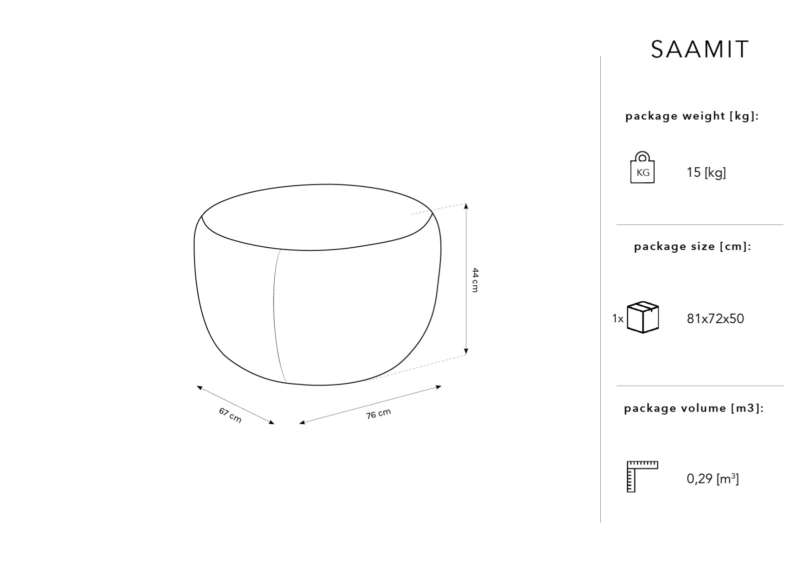Saamit Boucle Pouf 1 Sitzer in Black präsentiert im Onlineshop von KAQTU Design AG. Modulares Sofa ist von Micadoni