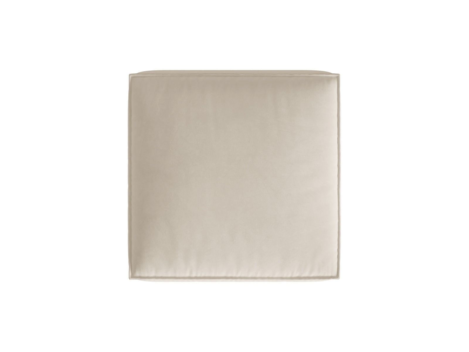 Stylischer Nuria Velour Pouf in zartem Beige, vielseitig einsetzbar als Sitzgelegenheit oder Fußstütze für moderne Interiors.
